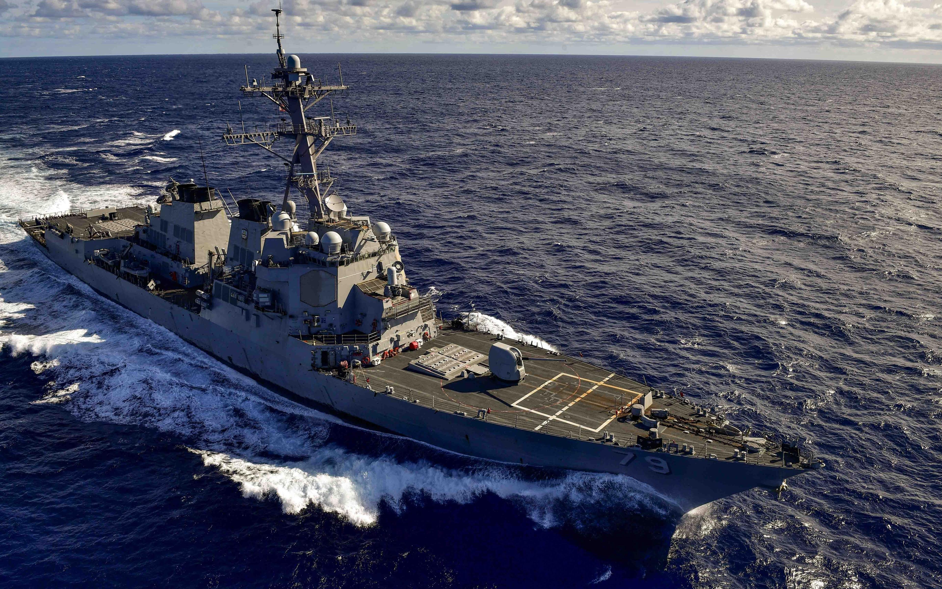 3840x2400 Download wallpaper USS Oscar Austin, 4k, ocean, DDG- destroyer, Desktop