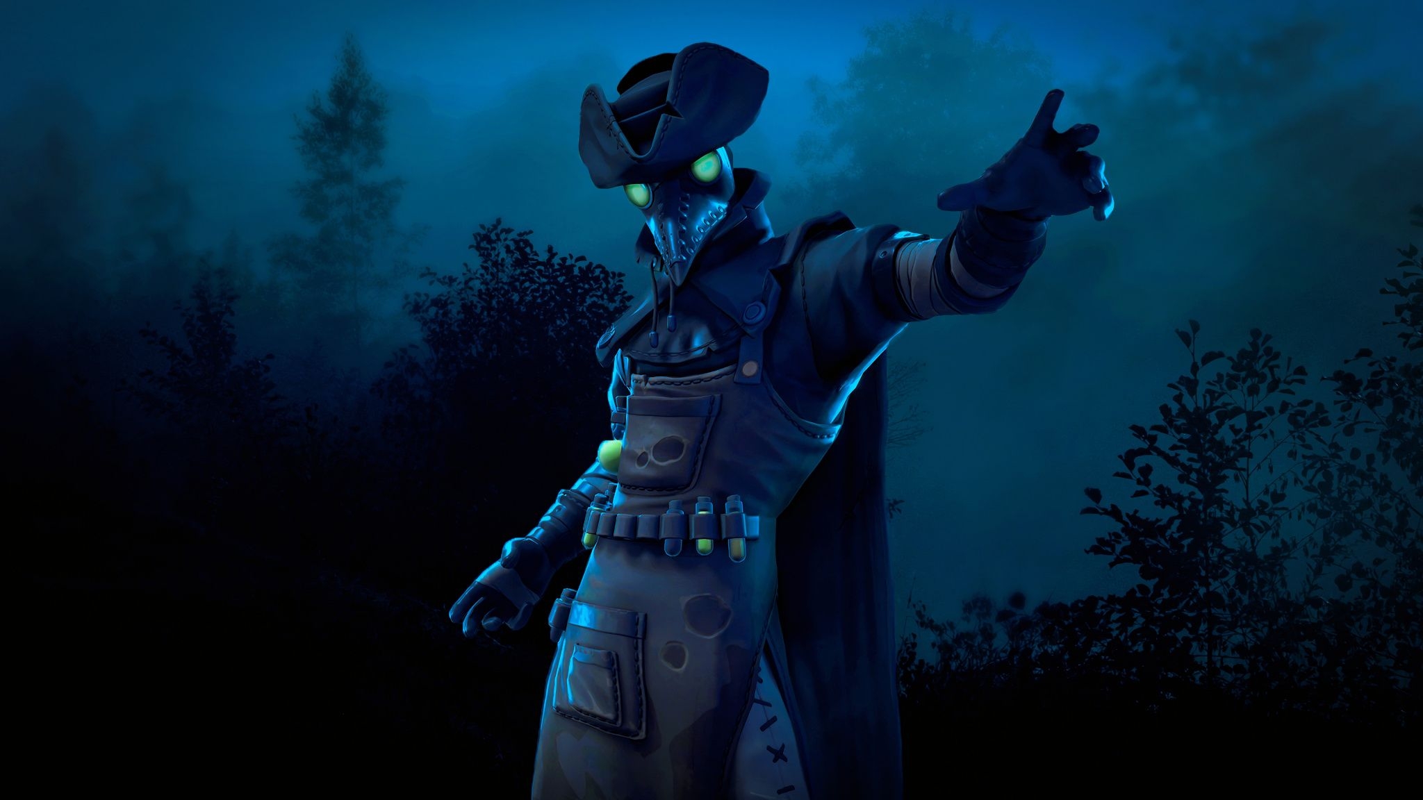 2050x1160 Download Plague, character, dark, video game, Fortnite wallpaper, Desktop