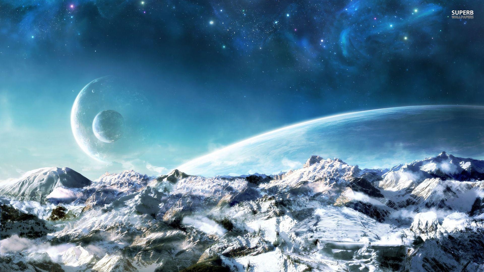 1920x1080 Planets over the snowy mountains wallpaper wallpaper - #, Desktop