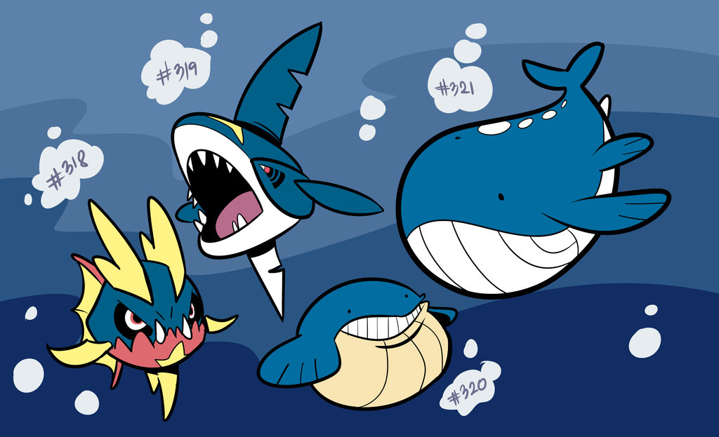 1030x630 Carvanha, Sharpedo, Wailmer, Wailord, Sharpedo, Wailmer, Wailord by RoastedStix. Pokemon. HD Wallpaper, Desktop