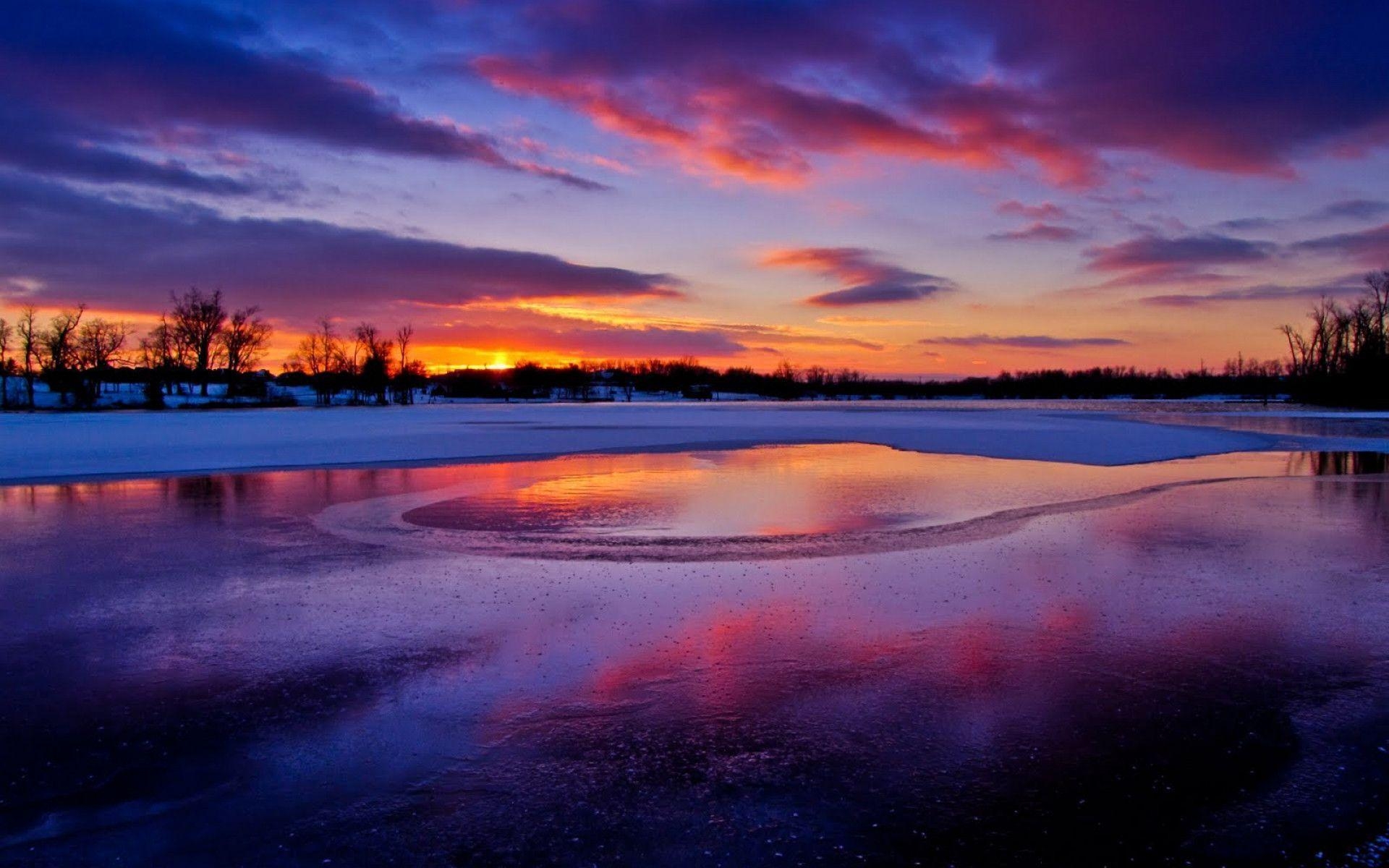 1920x1200 Nature Winter Sunset Landscapes 19764 Full HD Wallpaper Desktop, Desktop