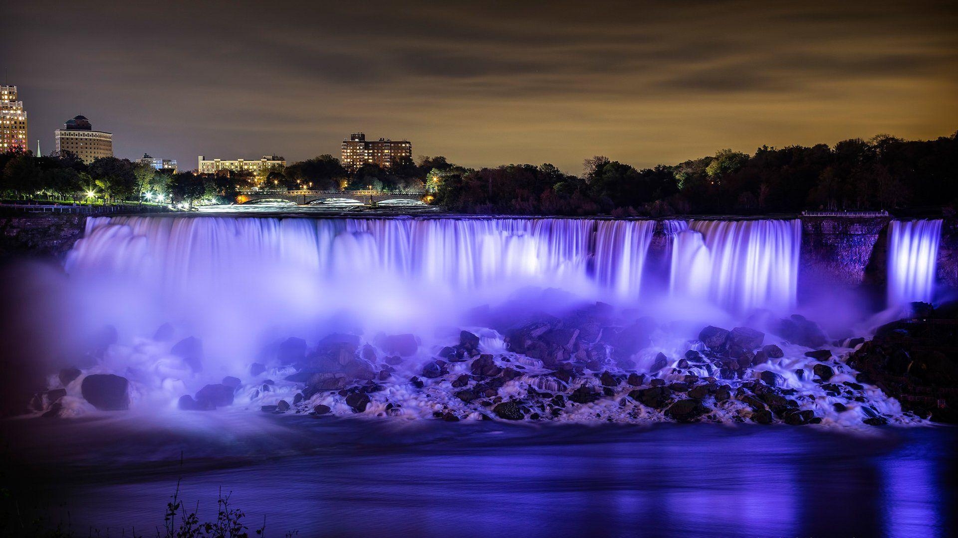 1920x1080 niagara falls sky house river night lights HD wallpaper, Desktop