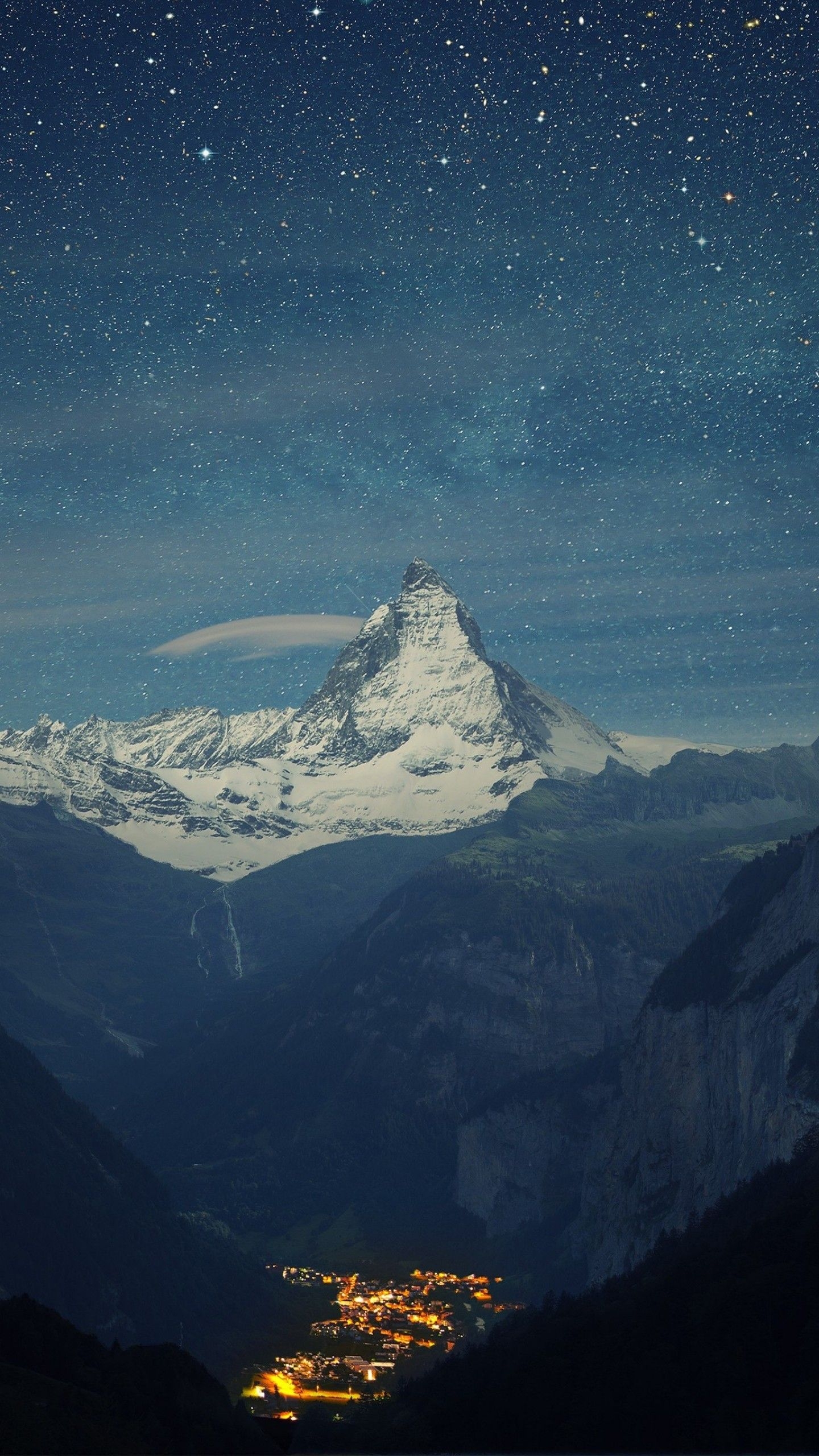 1440x2560 Wallpaper Switzerland, 4k, 5k wallpaper, Alps, mountains, stars, night, OS, Phone