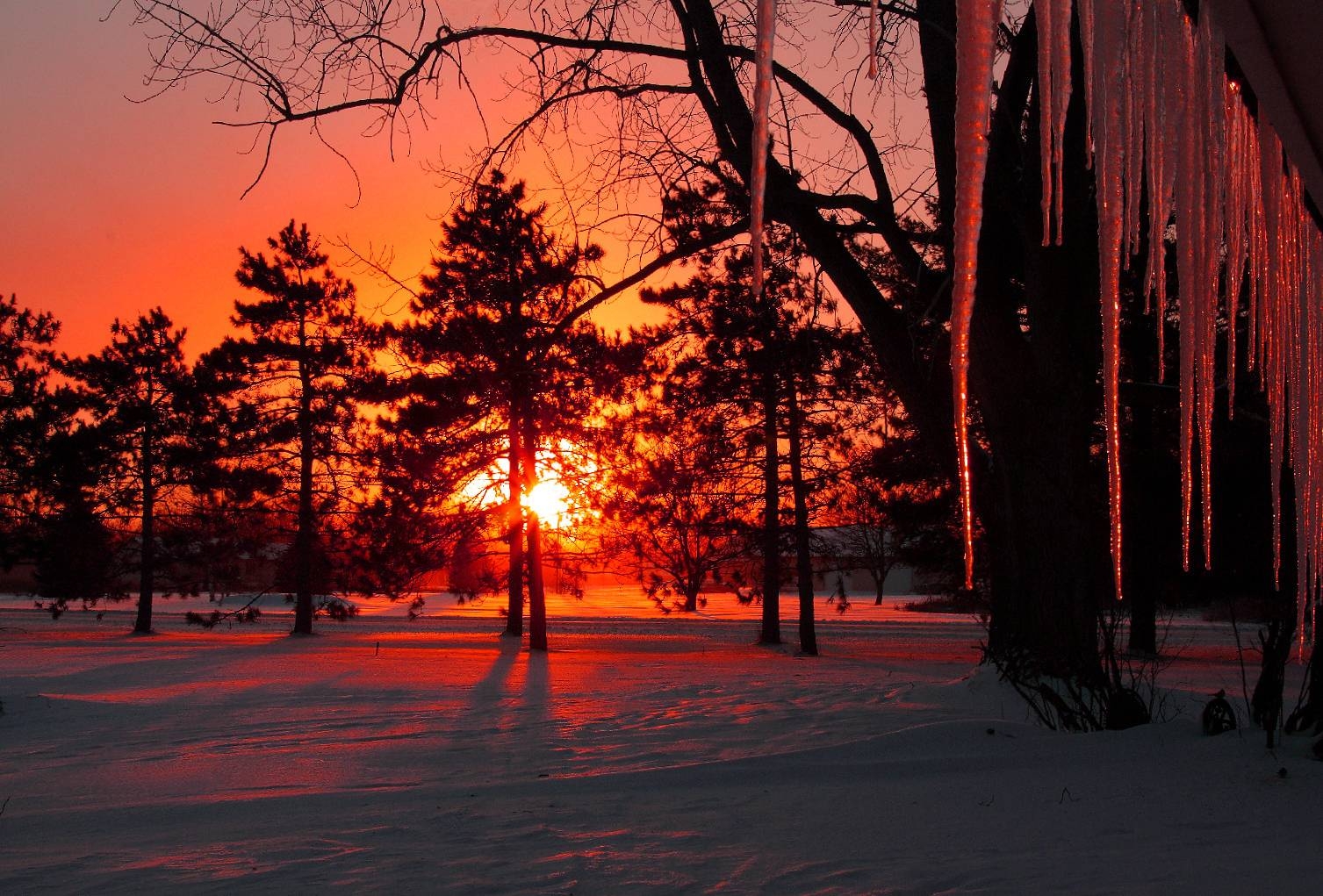 1510x1030 winter sunset wallpaper, Desktop