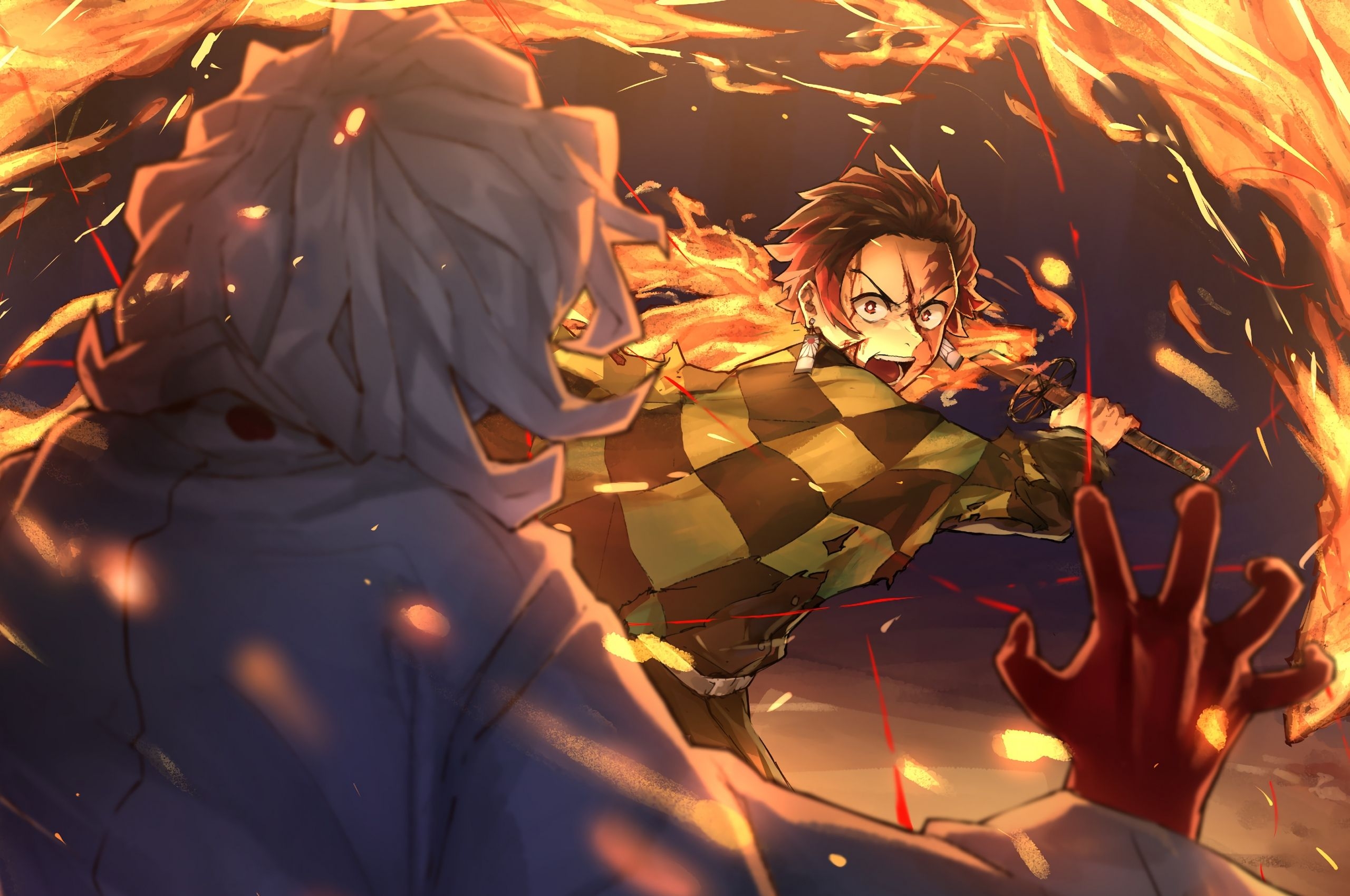 2560x1700 Free download Tanjiro vs Rui Kimetsu no Yaiba 4K Wallpaper 31012, Desktop