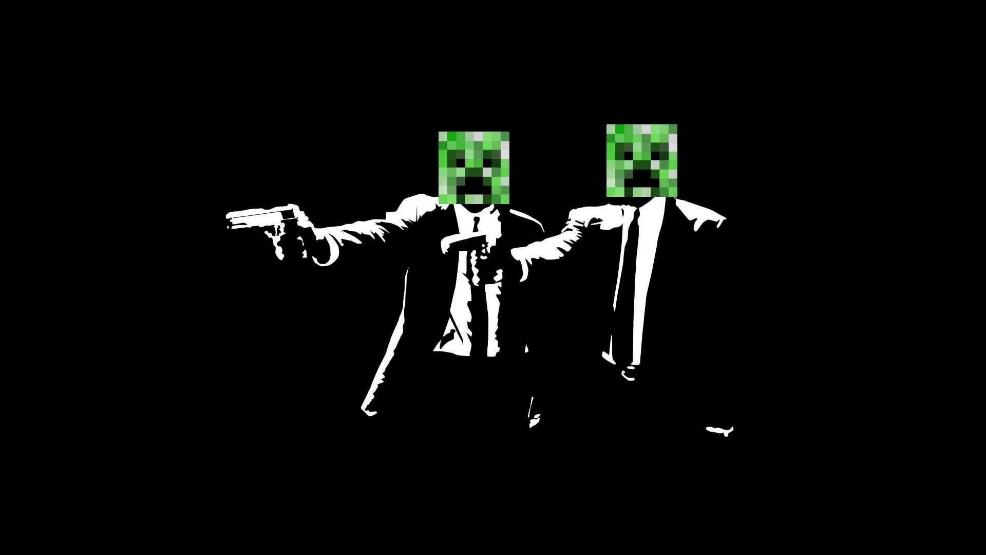 1920x1080 creeper, Minecraft, Pulp Fiction, Gun, Dark Wallpaper HD / Desktop and Mobile Background, Desktop