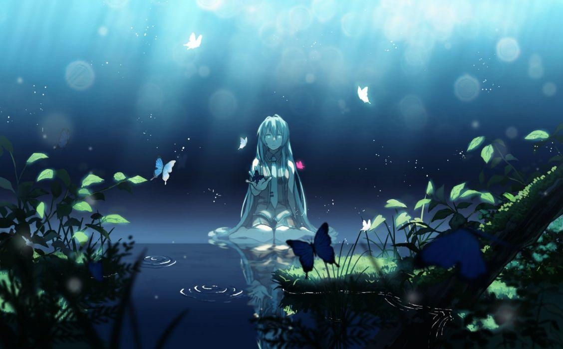 1130x700 Lake dark butterfly alone girl flower fog light wallpaper, Desktop