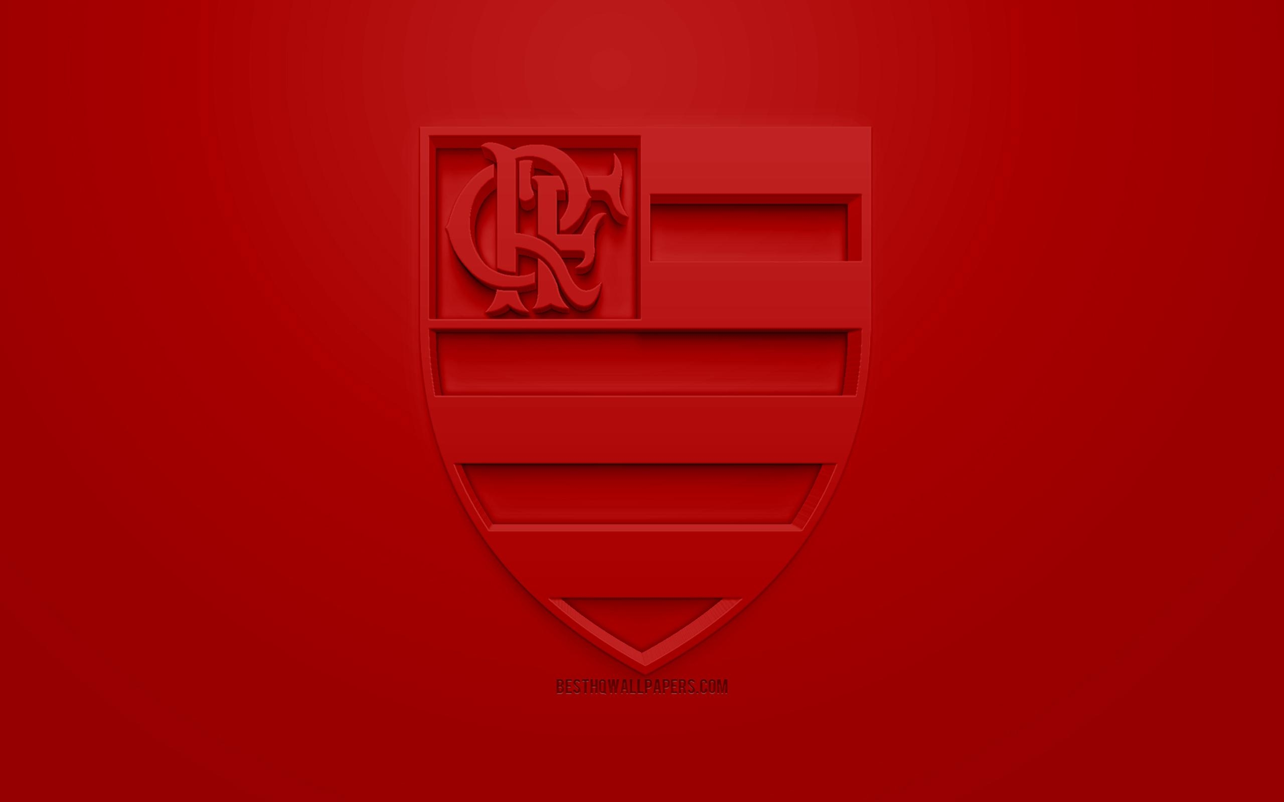 2560x1600 Download wallpaper Flamengo, creative 3D logo, red, Desktop