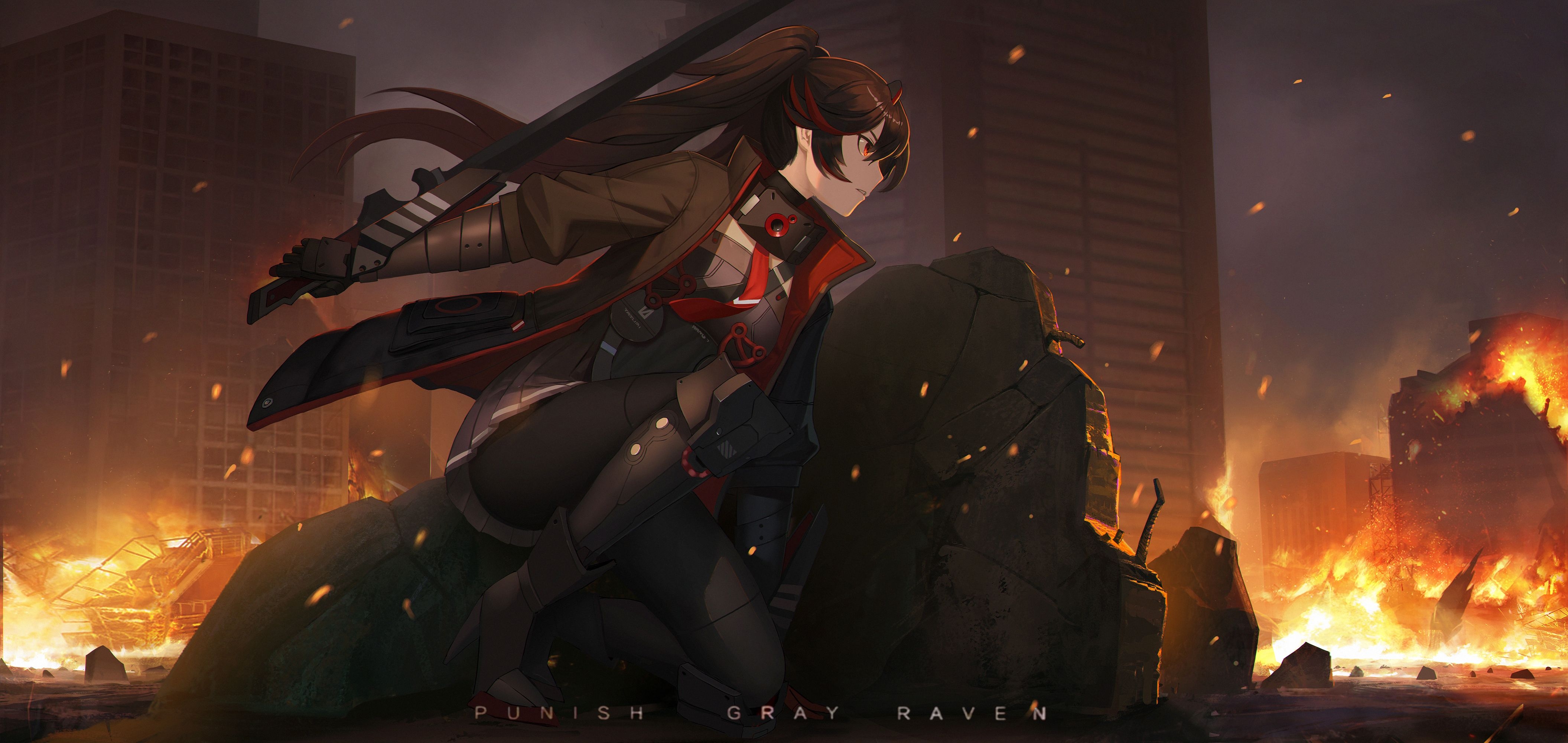 4230x2000 Punishing Gray Raven Anime Girls Girl With Weapon Wallpaper:, Dual Screen