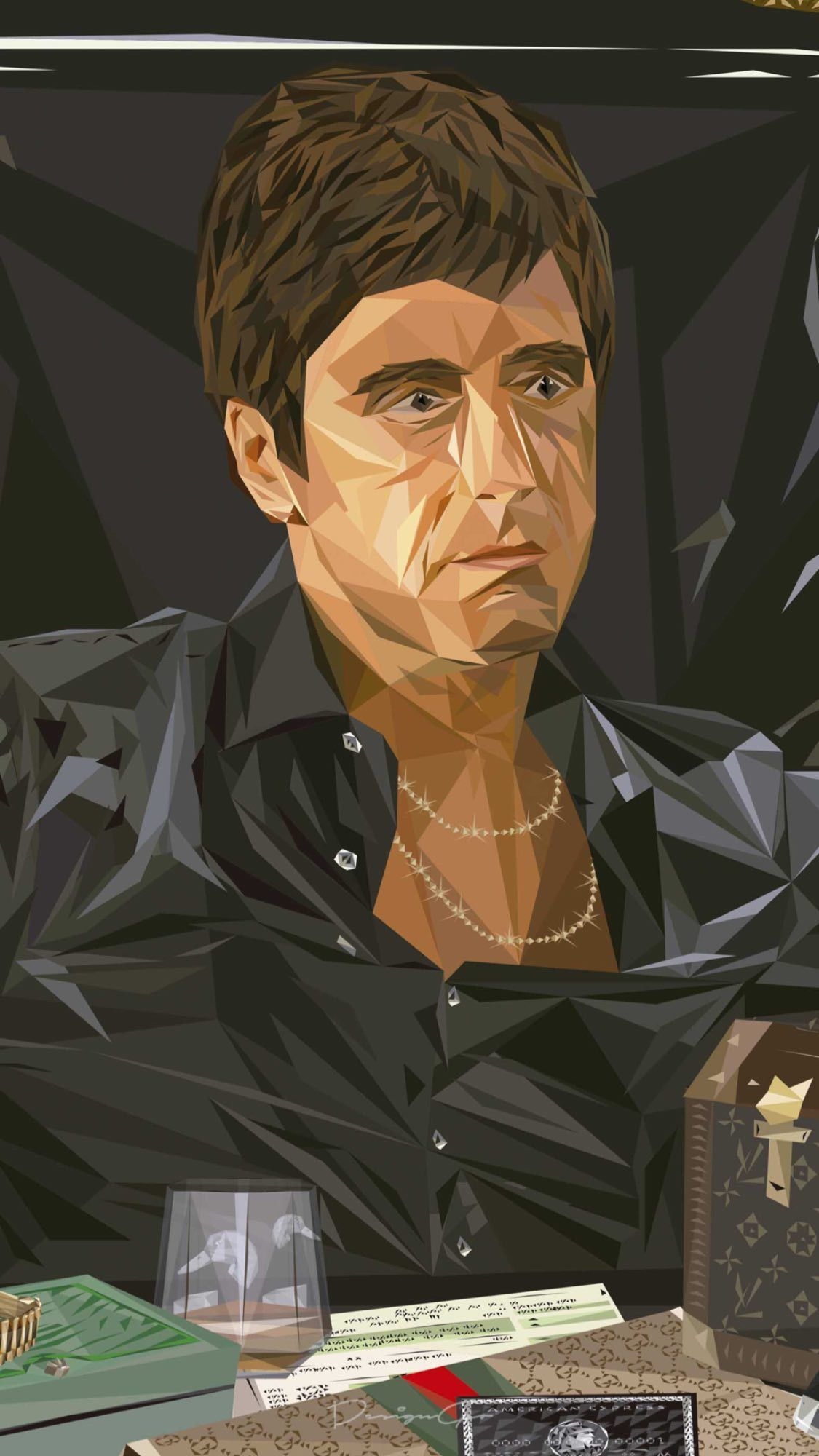 1130x2000 Tony Montana Scarface Free iPhone Wallpaper. DESIGNGEO. Digital illustration, Digital painting, Visual artist, Phone