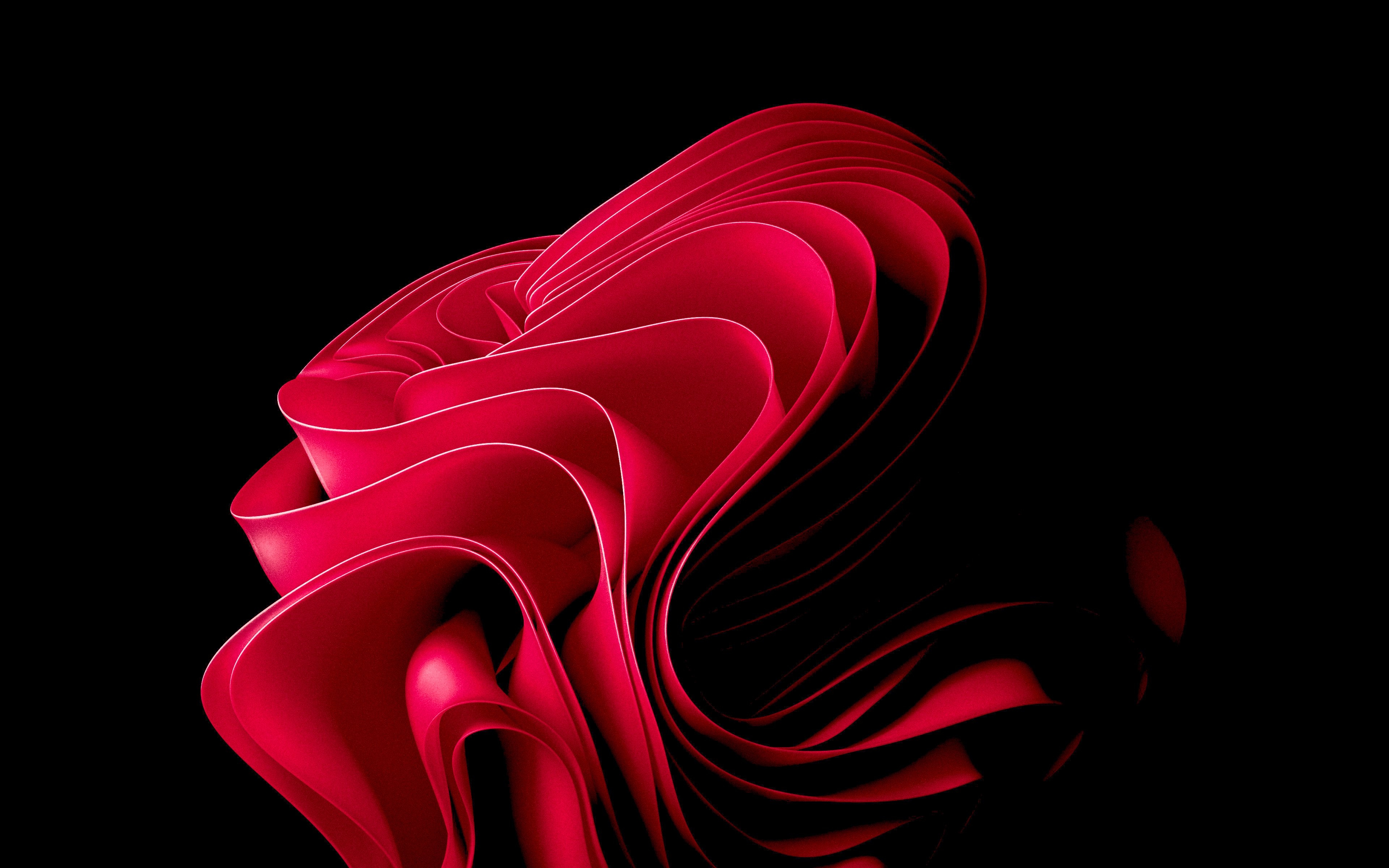 3840x2400 Windows 11 Wallpaper 4K, Stock, Red abstract, Abstract, Desktop