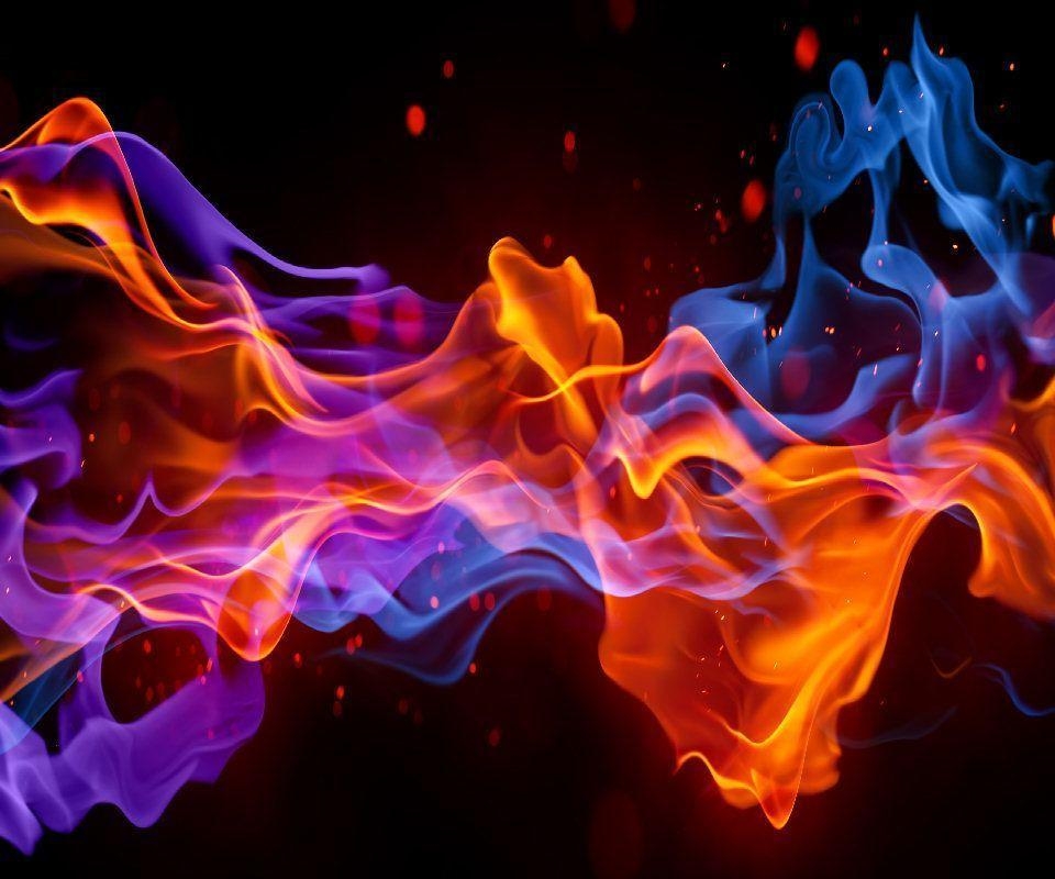 960x800 Blue And Red Fire Wallpaper Desk HD Picture. Top, Desktop