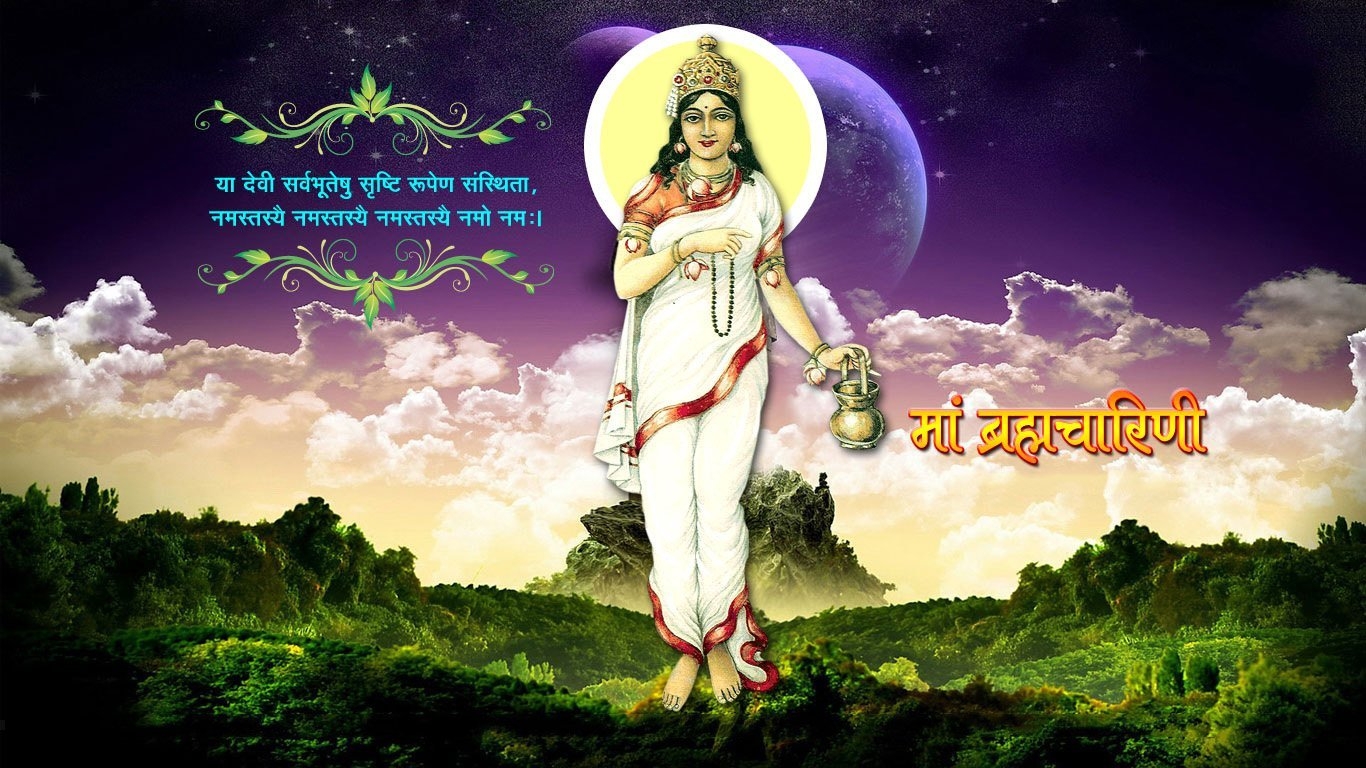 1370x770 Nine Divine form of Maa Durga, Desktop