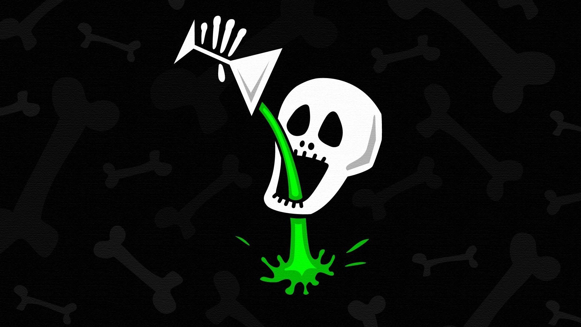 1920x1080 Download Wallpaper  skull, bone, drink, drinks, green, Desktop