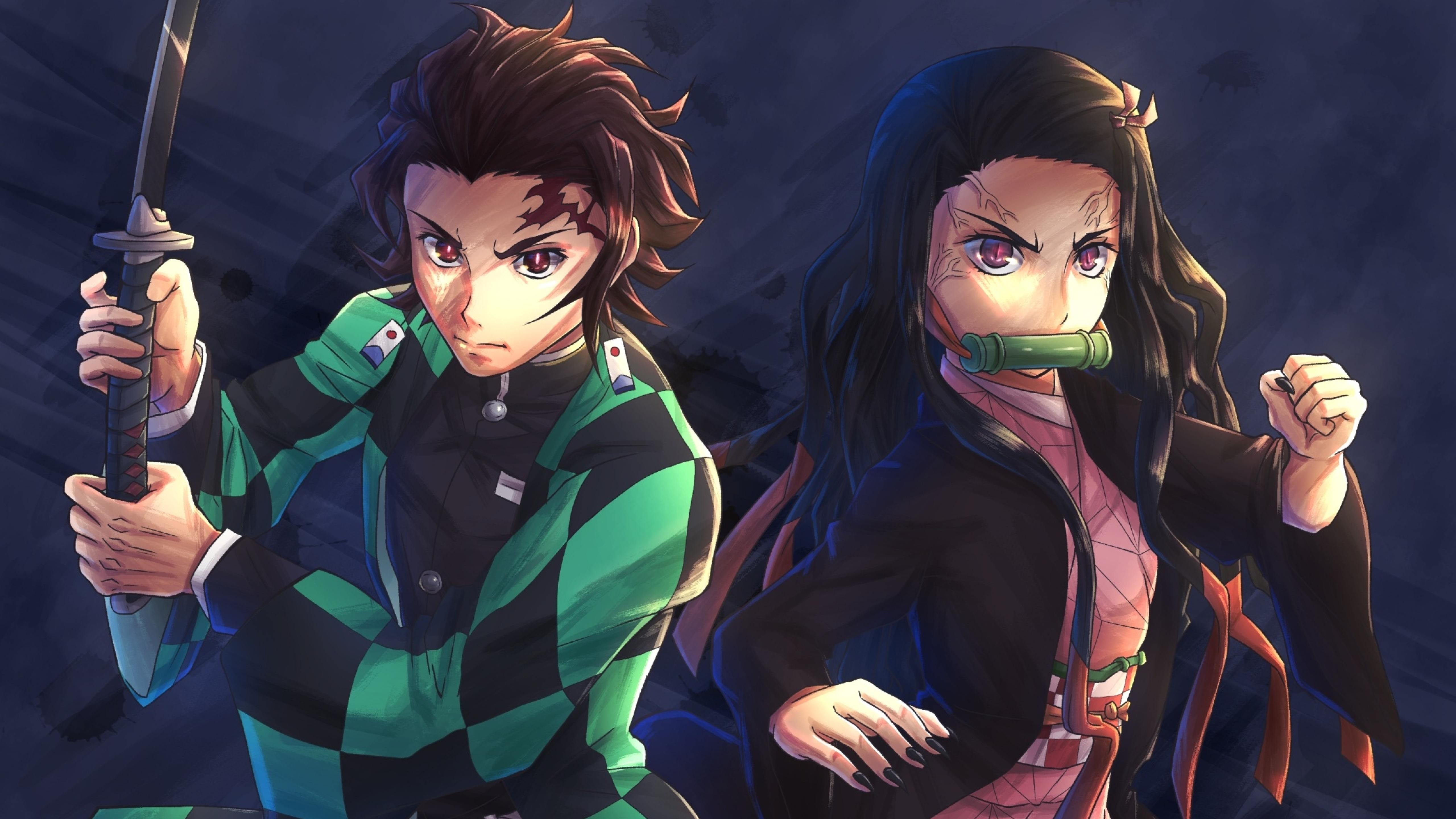 5120x2880 Nezuko Kamado and Tanjirou Kamado 5K Wallpaper, HD Anime, Desktop