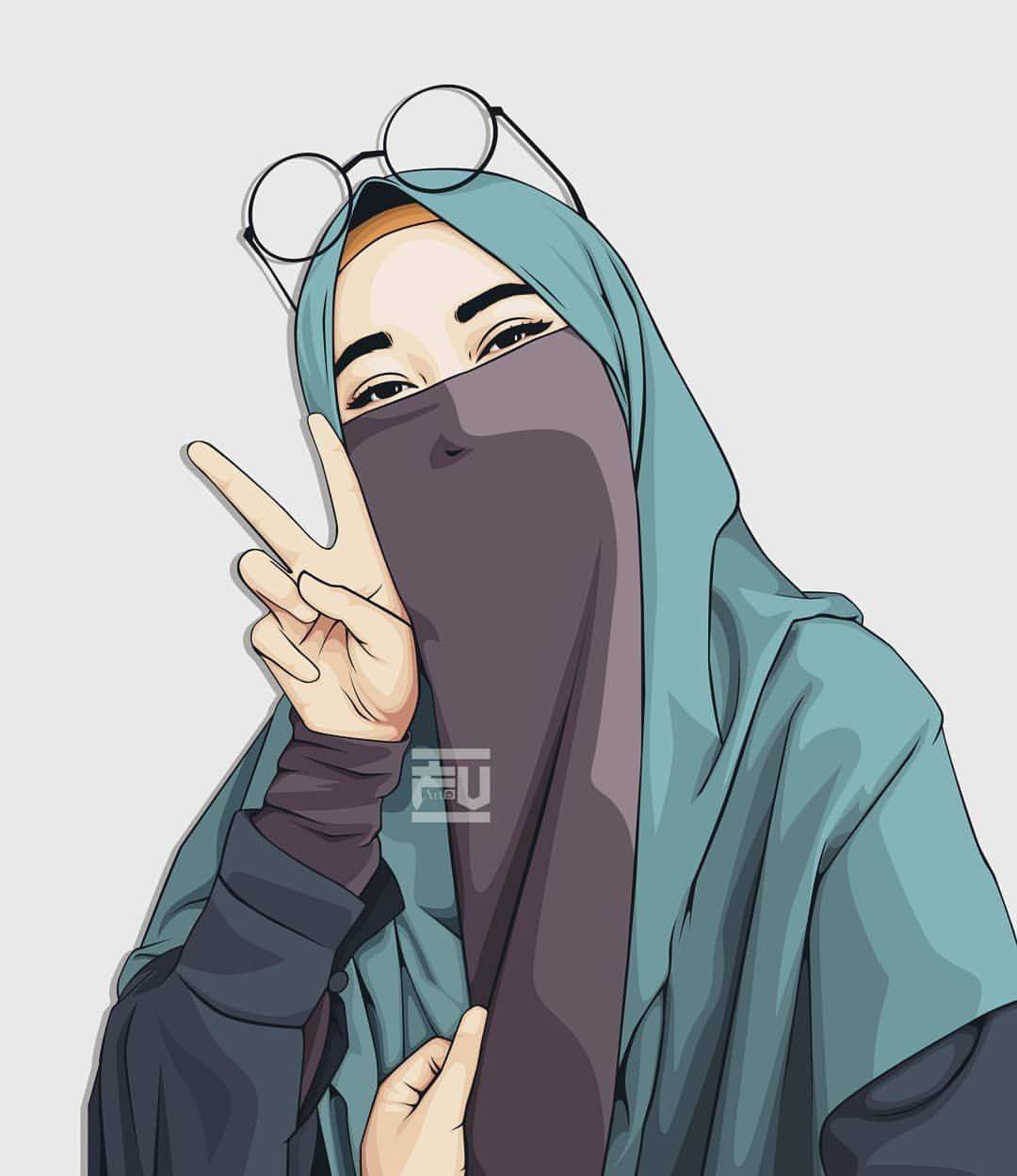 1080x1250 vector #hijab #niqab. Islamic cartoon, Anime muslimah, Anime muslim, Phone