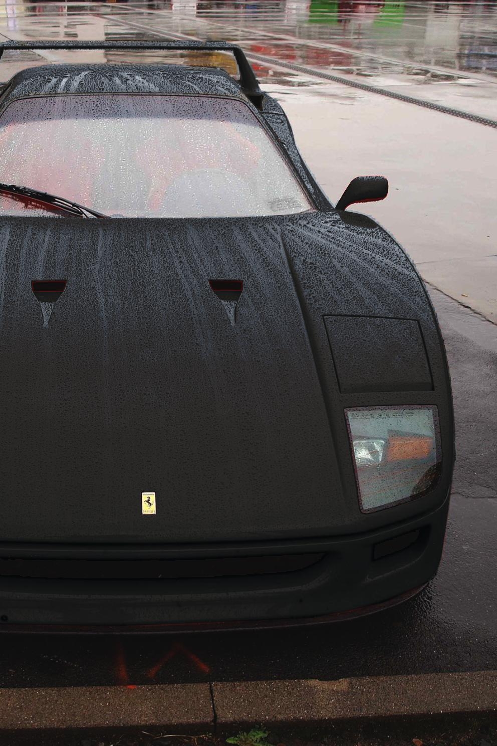 1000x1490 Ferrari F40 Black Sportscar Rain Drops Track F40 Black iPhone, Phone