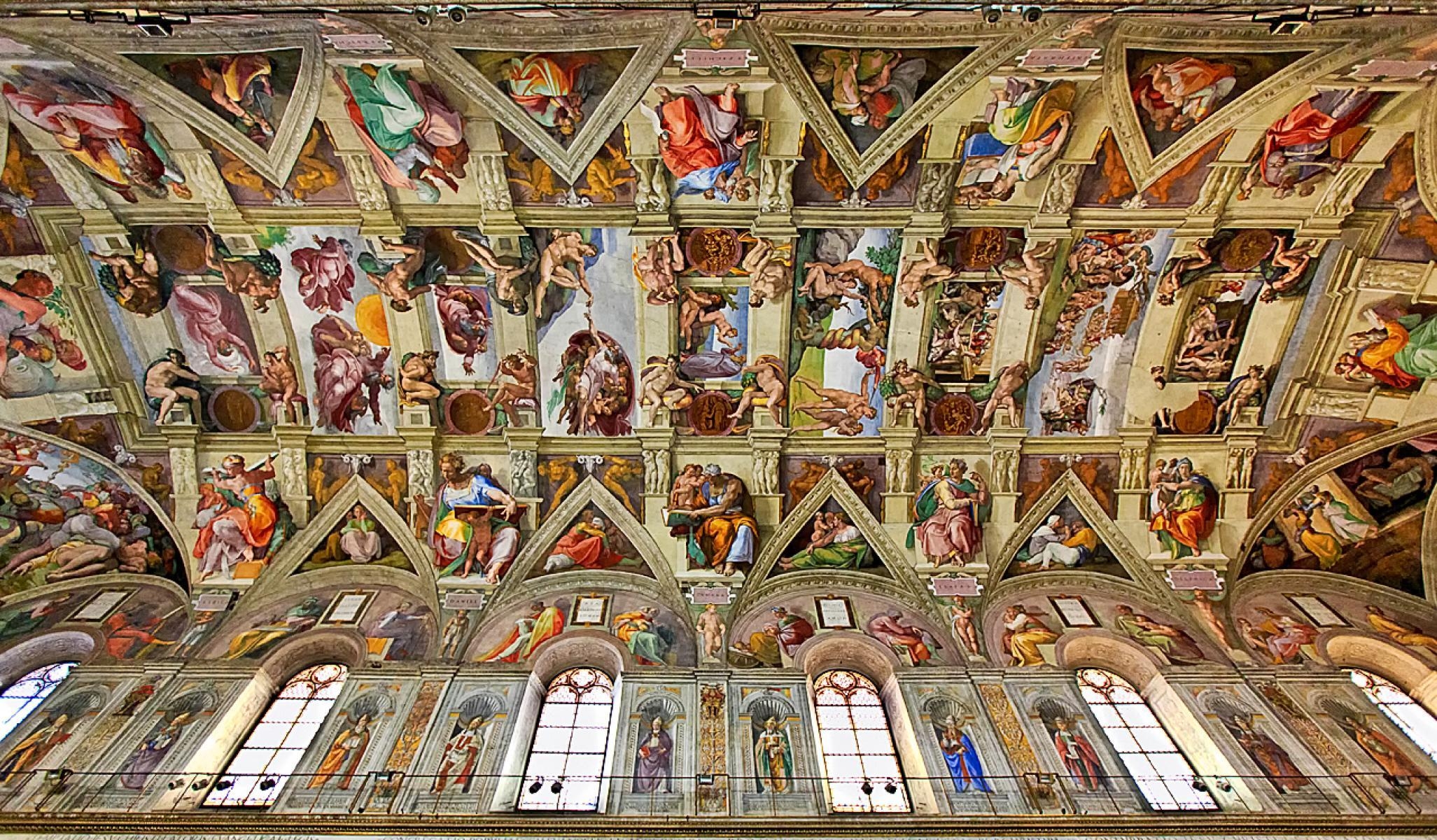 2060x1200 Michelangelo Buonarotti Ceiling of the Sistine Chapel Completed, Desktop