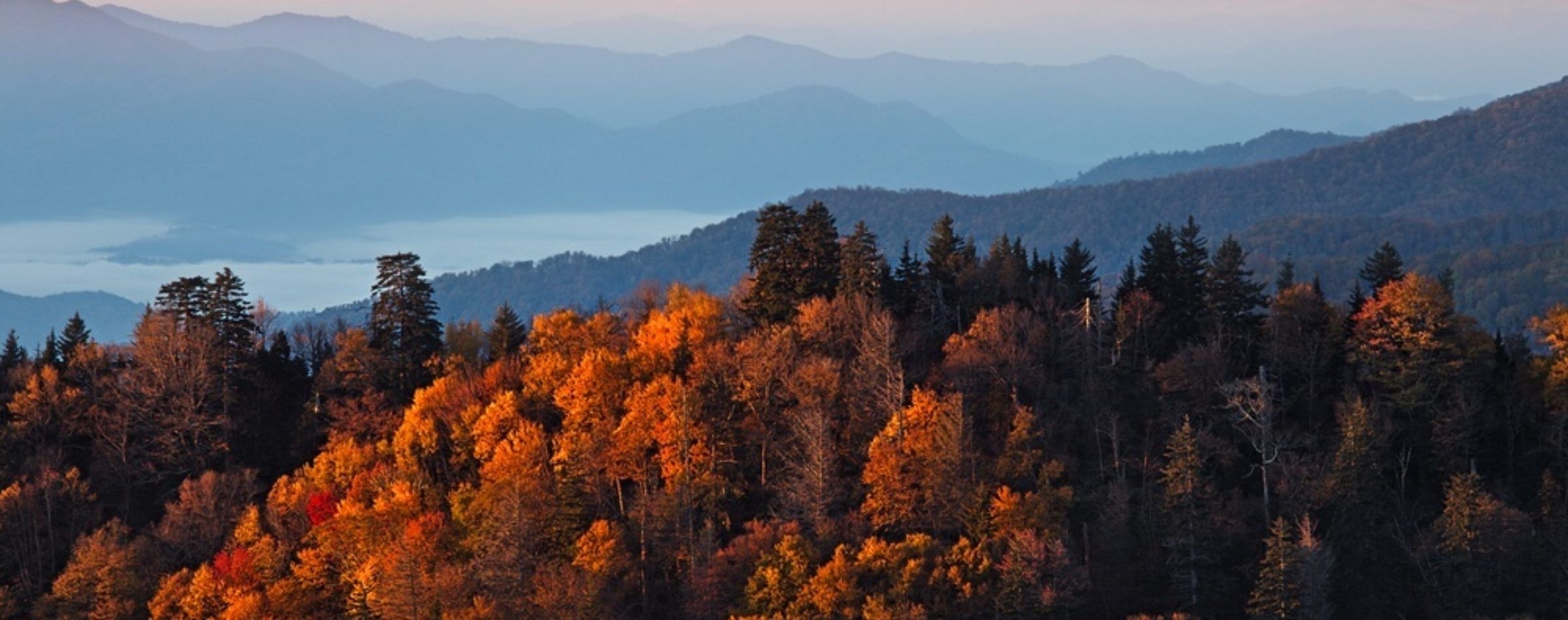 2400x950 Fall in the Smoky Mountains. Gatlinburg Cabins. Alpine Mountain, Dual Screen