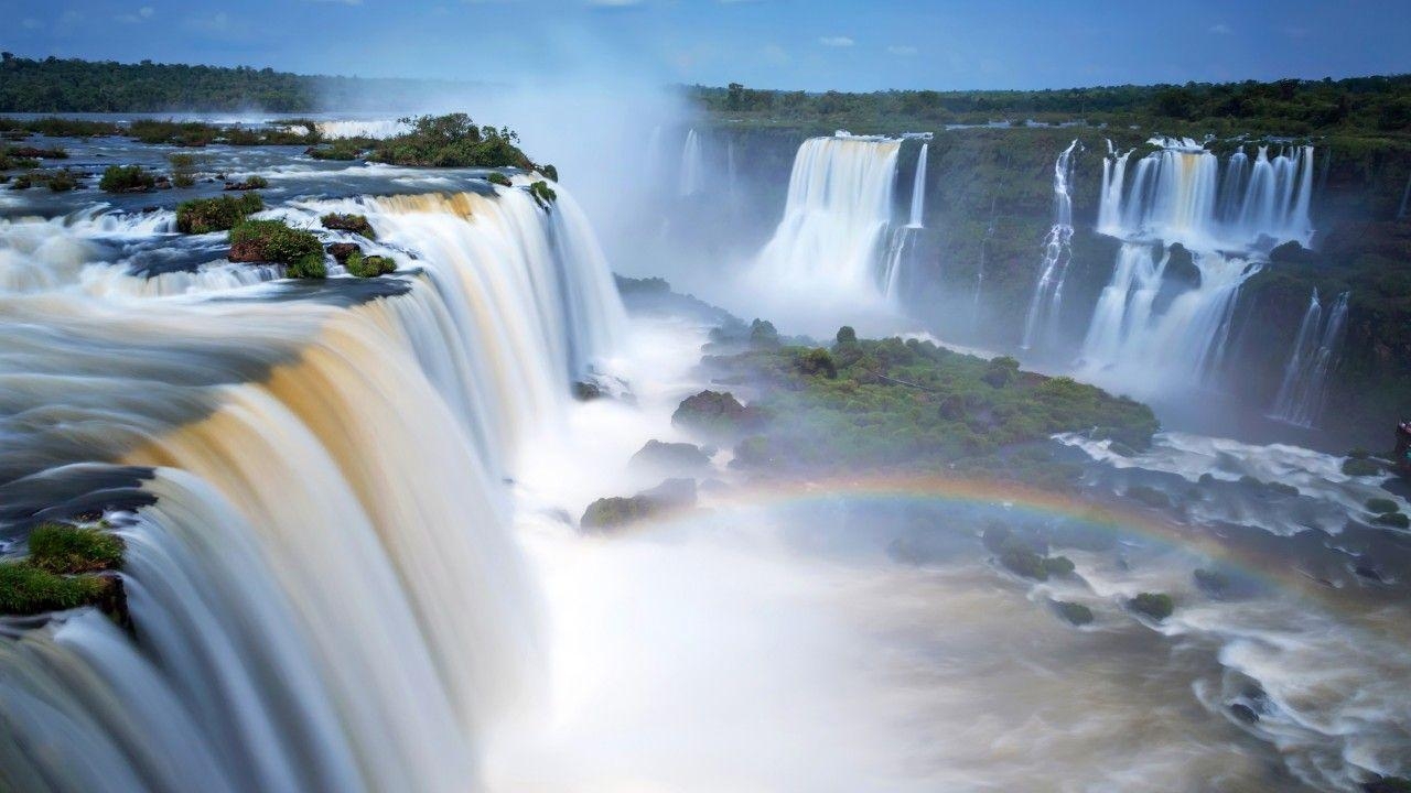 1280x720 Wallpaper Iguazu Falls, Waterfalls, Argentina, 4K, Nature, Desktop