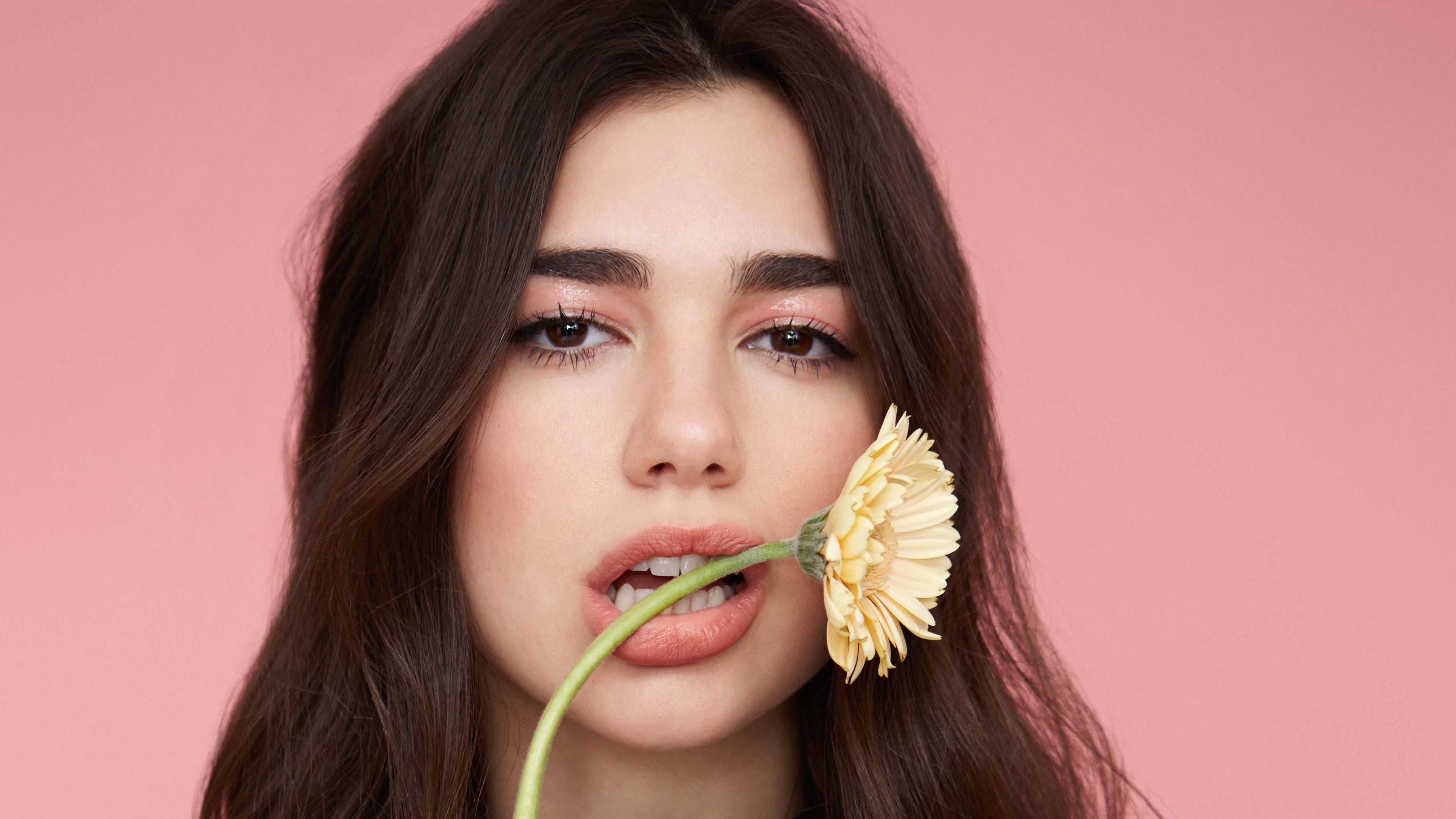 3840x2160 Dua Lipa Flower 4K Wallpaper, Desktop