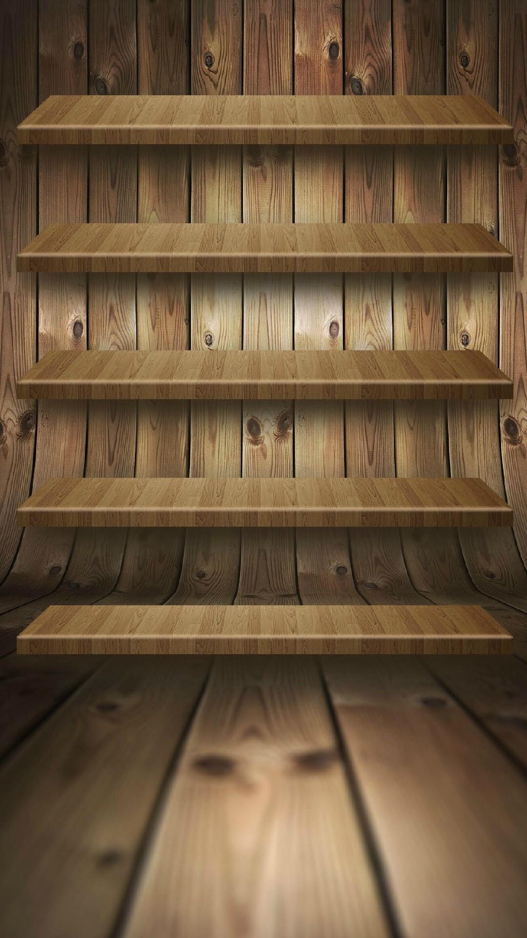 1080x1920 3D Wood Perspective Shelf iPhone 6 Plus HD Wallpaper, Phone