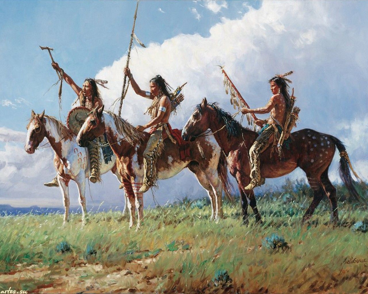 1280x1030 Title Challenge Artistic Native American Wallpaper American Warriors Horses HD Wallpaper, Desktop