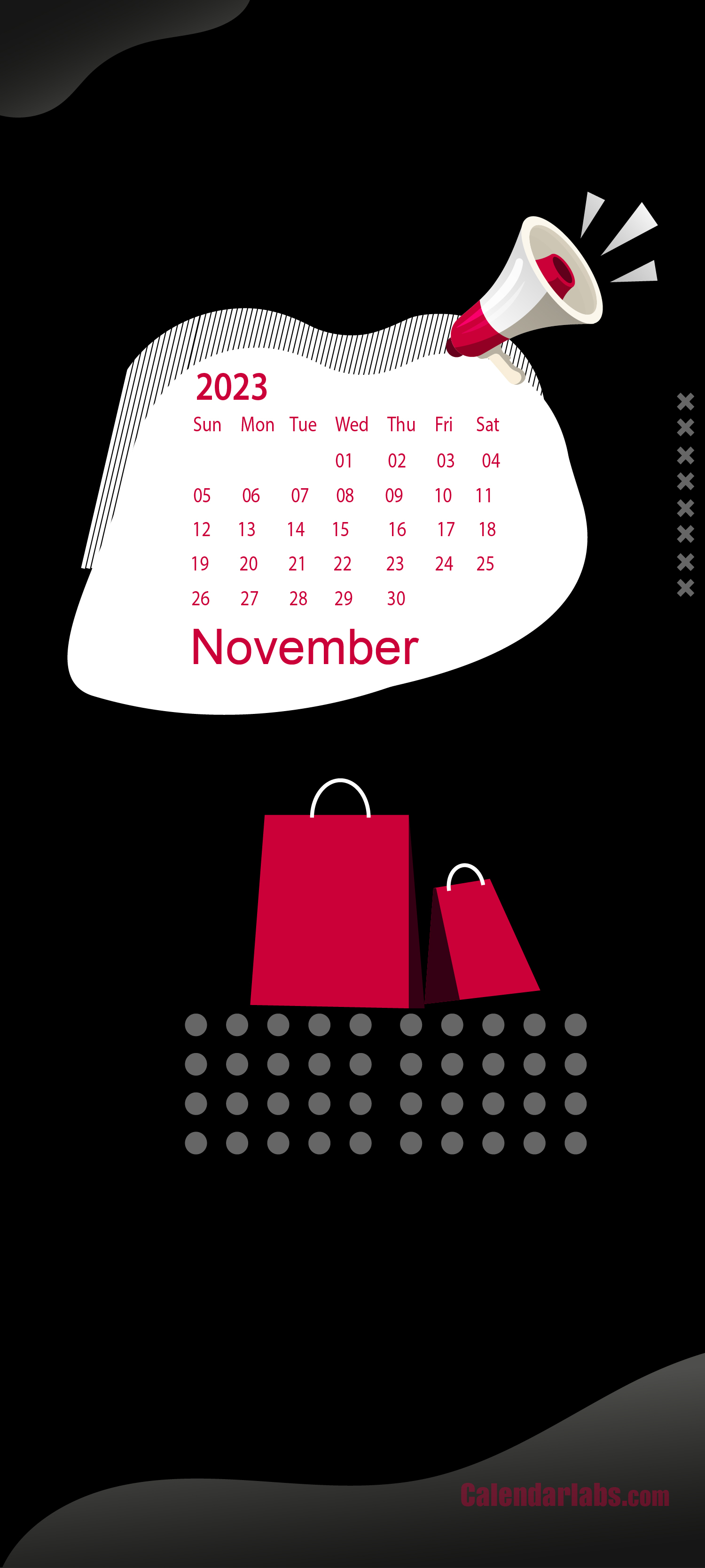 1500x3340 November 2023 Desktop Wallpaper Calendar, Phone