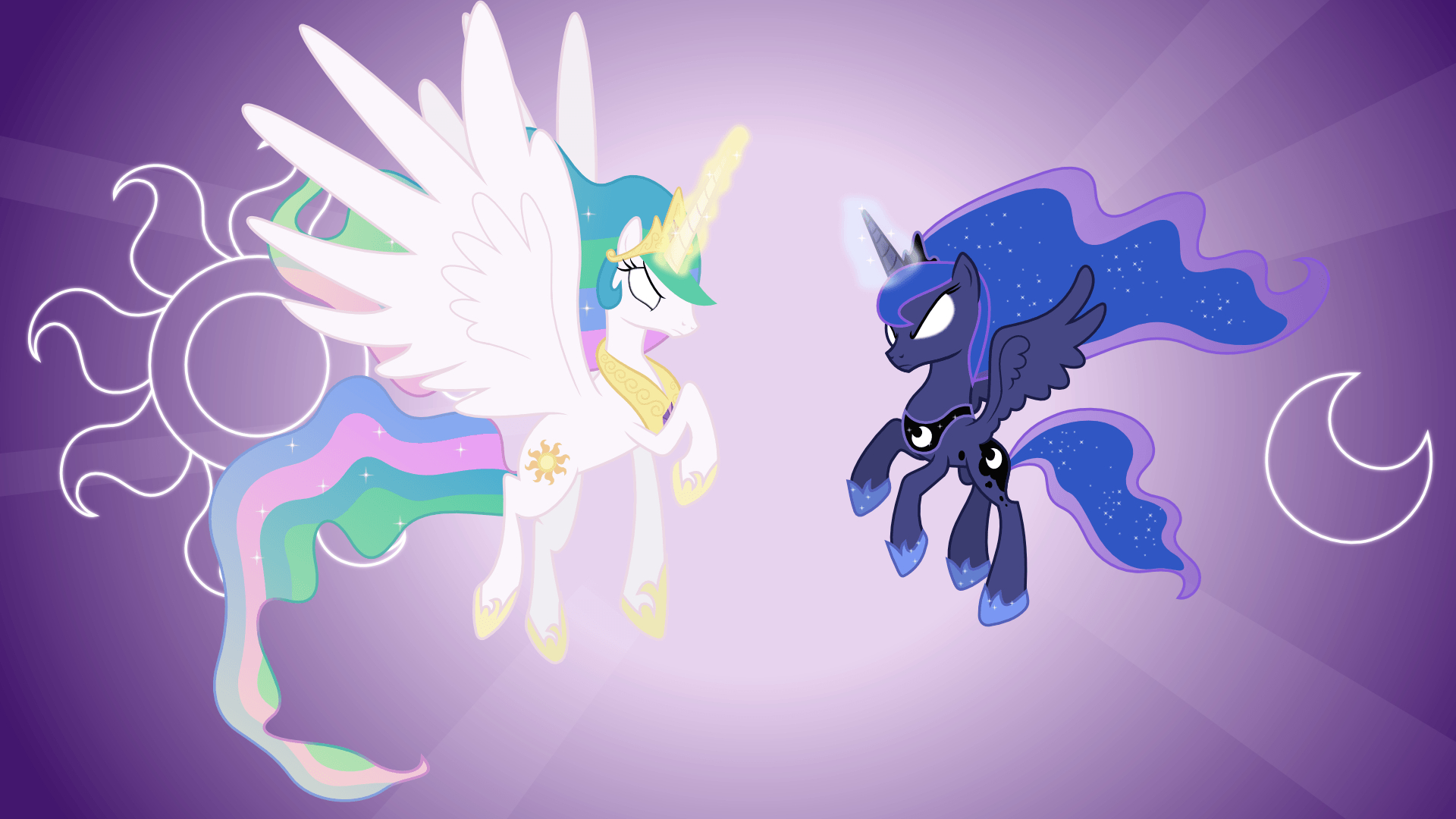 1920x1080 Celestia and Luna Attacking (Wallpaper), Desktop