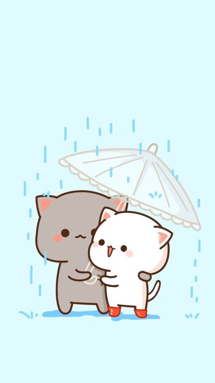 740x1310 Cute Kitties Under An Umbrella::Click here to download cute wallpaper Cute Kitties Under An. Cute cartoon wallpaper, Cute background, Cute wallpaper, Phone