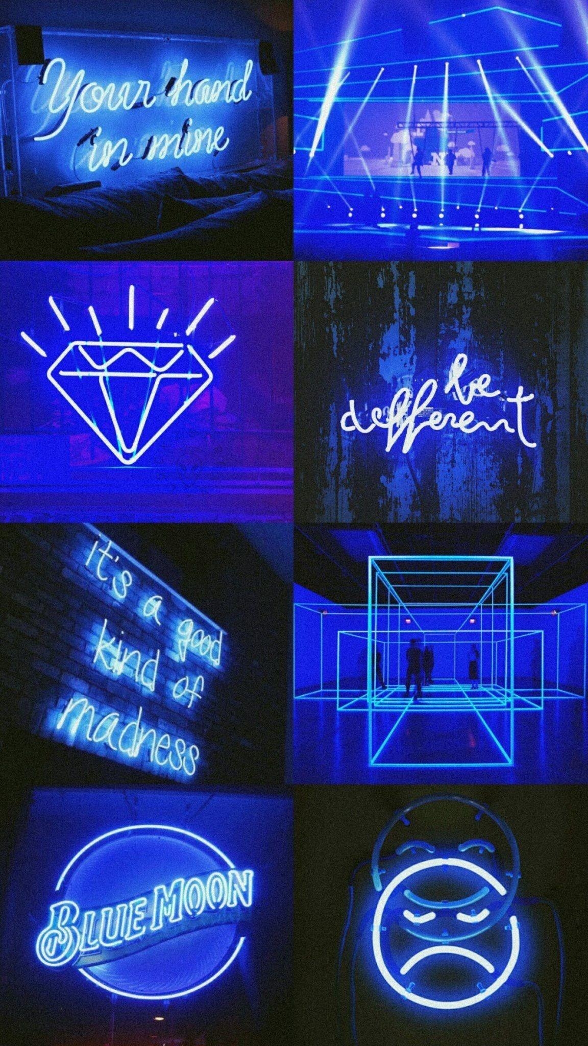 1160x2050 Blue Neon Wallpaper, Phone