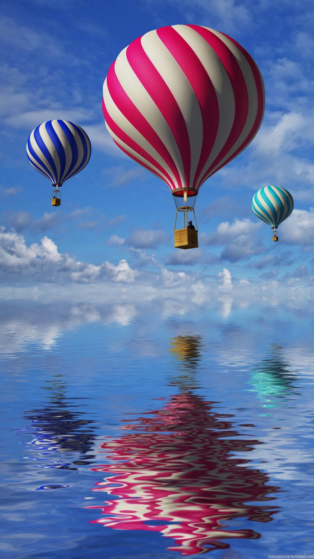 1080x1920 HD Mobile Wallpaper 1080p. 3D balloons in the blue sky, Phone