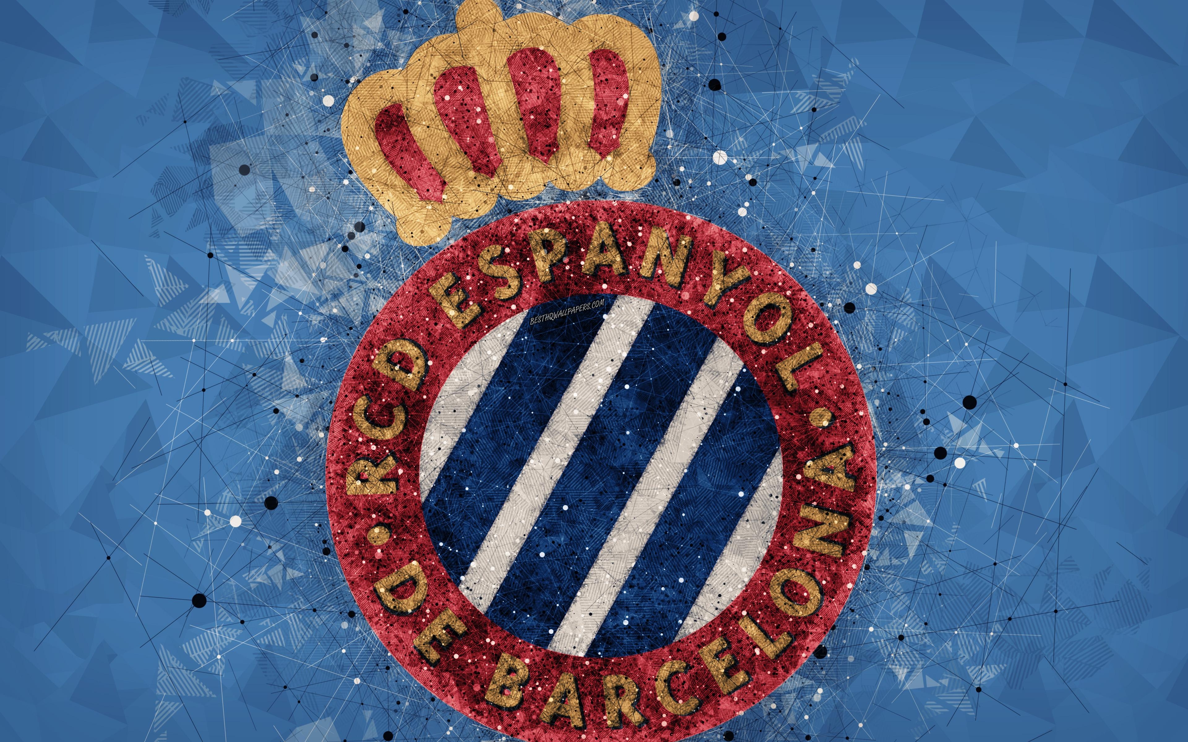 3840x2400 Download wallpaper RCD Espanyol, 4k, creative logo, Spanish, Desktop