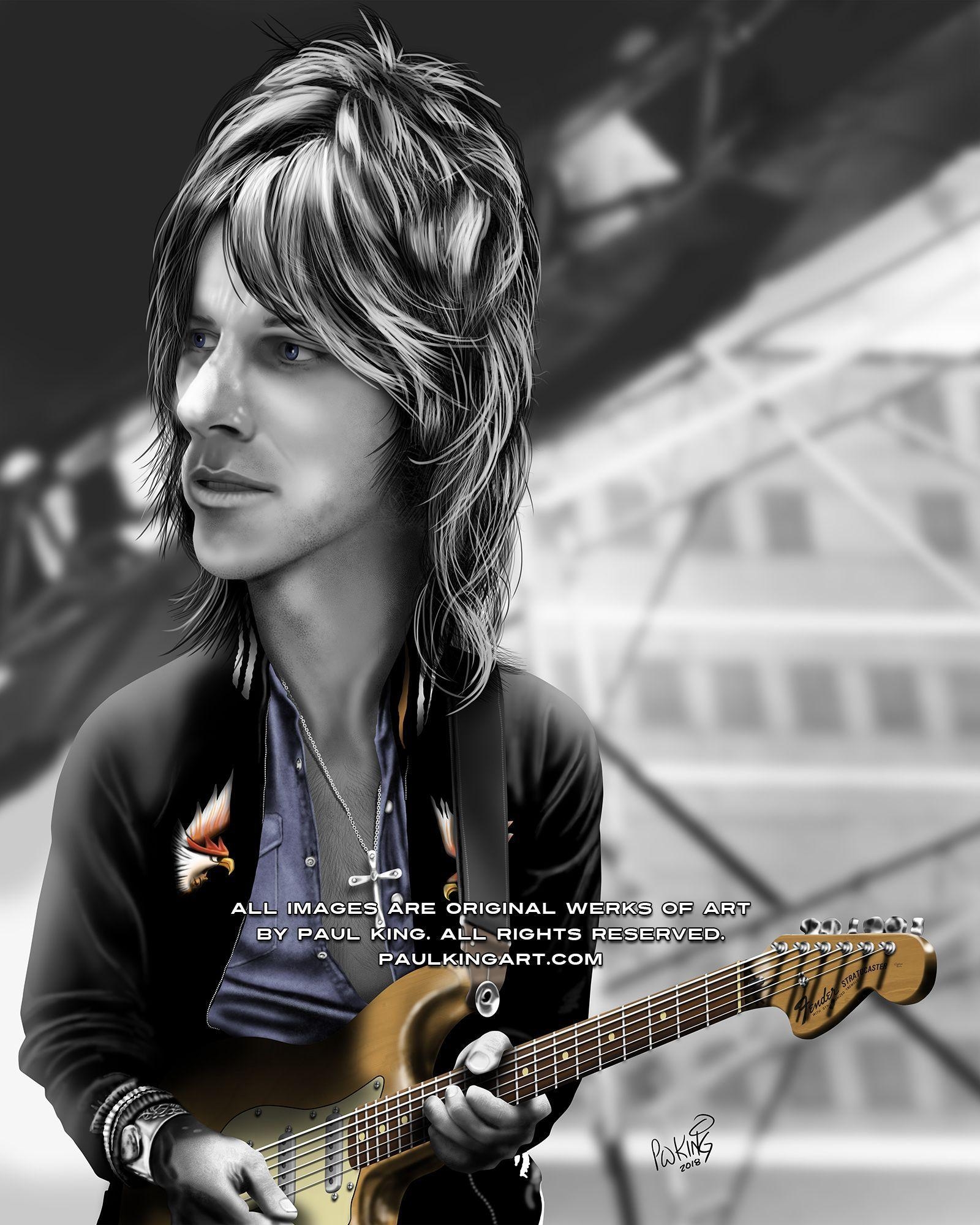 1600x2000 Jeff Beck Caricature. Shown here performing on stage, Phone