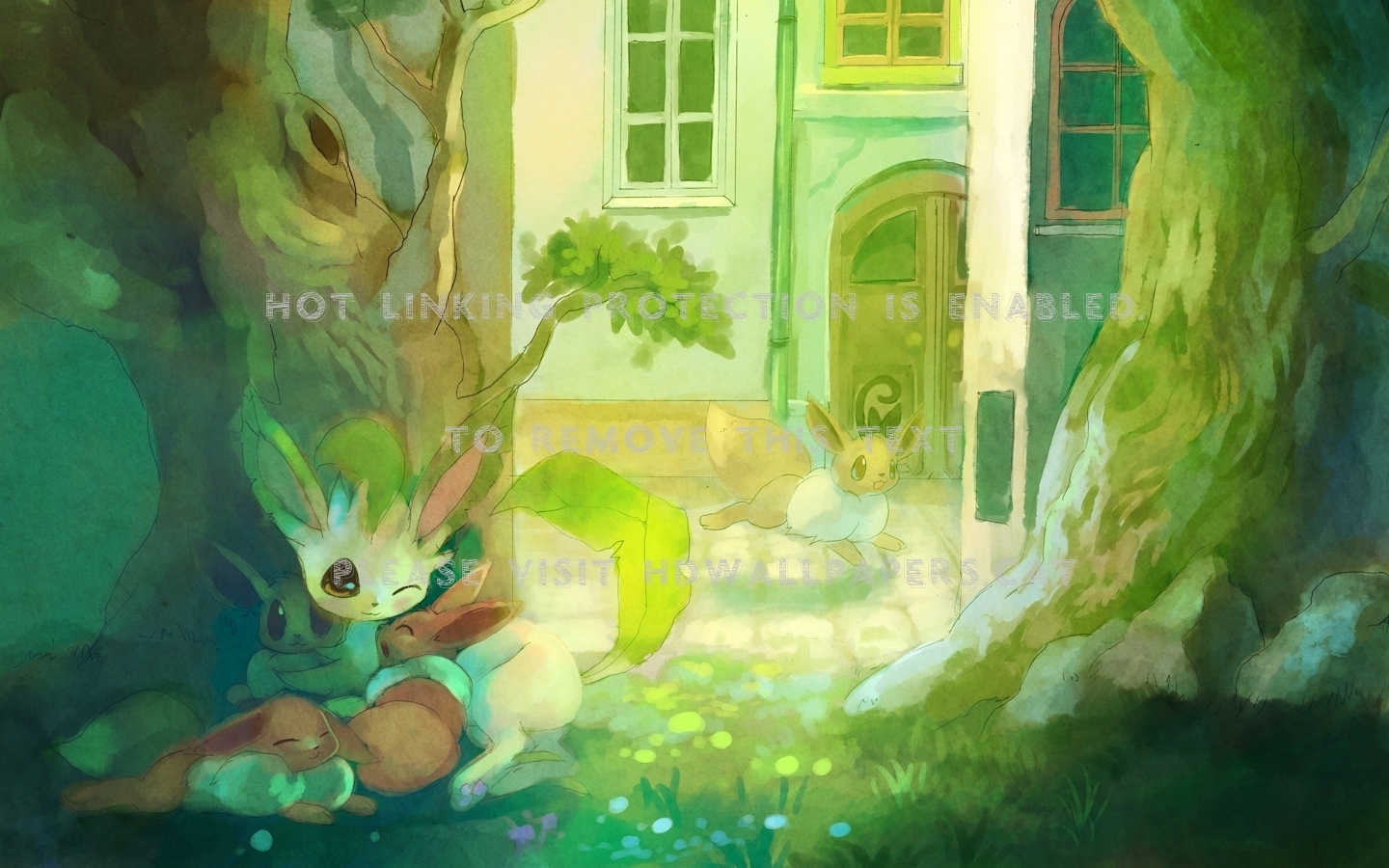 1440x900 pokemon cute happy forest manga evee sweet, Desktop