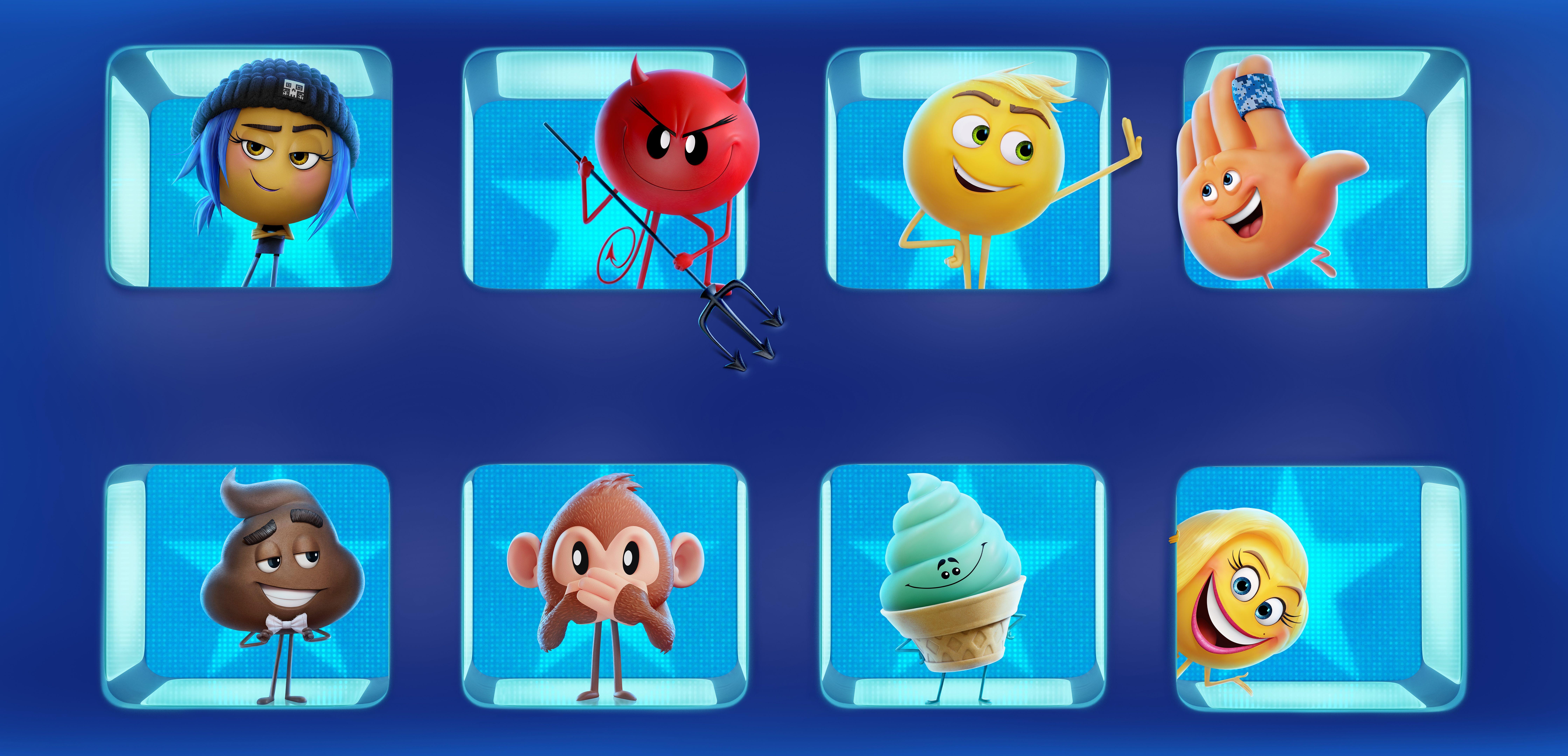 8960x4320 Wallpaper The Emoji Movie, Animation, Adventure, Comedy, Poop, Hi 5, Dual Screen