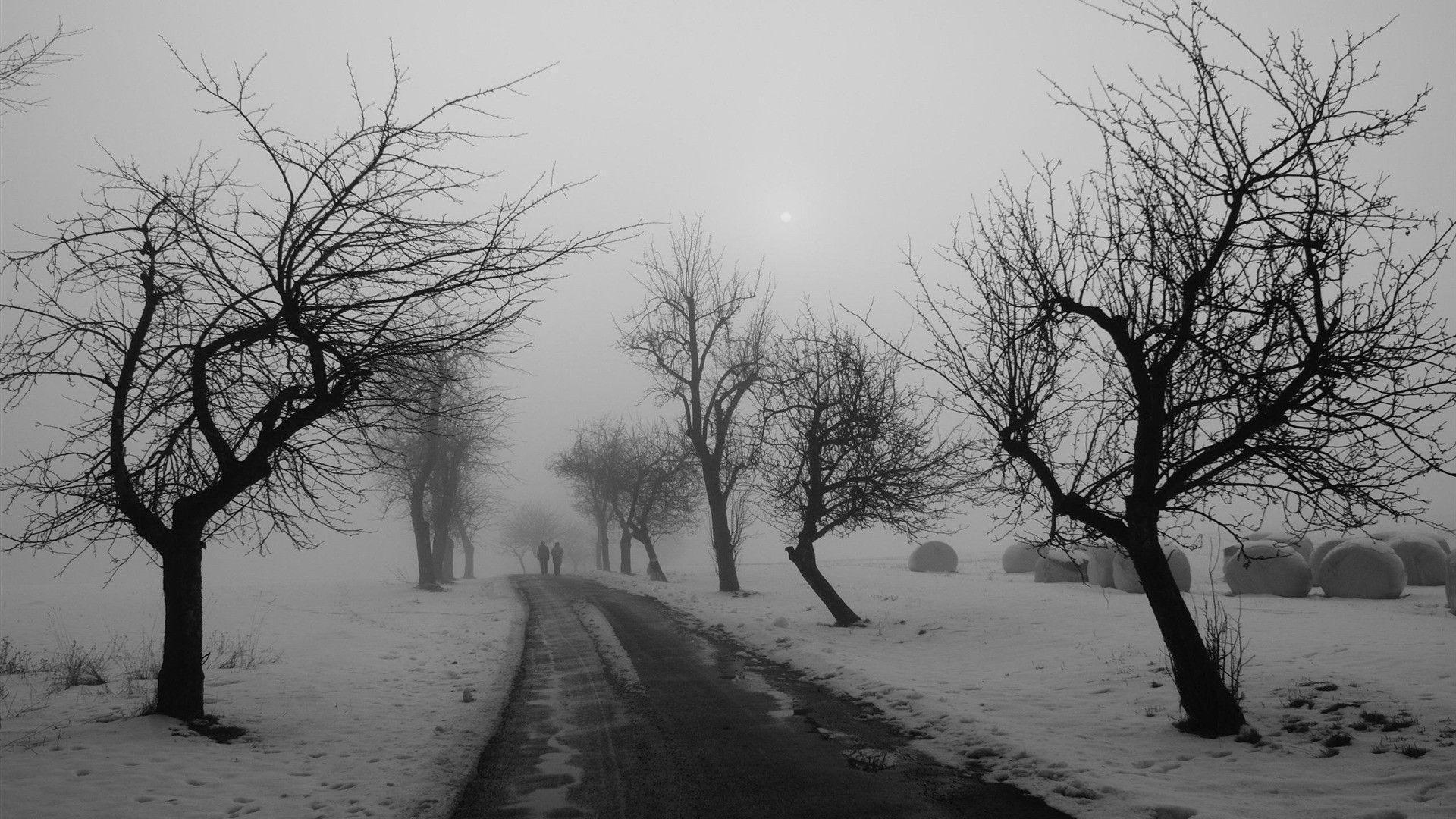 1920x1080 Winter Road Black And White Winter Snow Scenes Wallpaper, Desktop