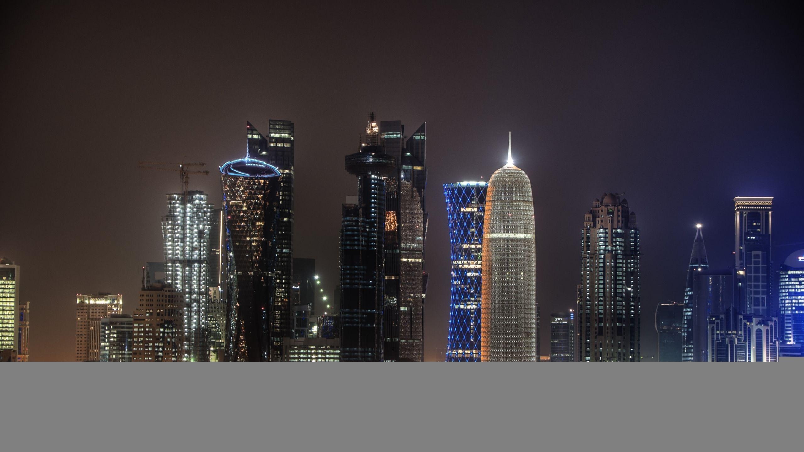 2560x1440 The night of Doha Qatar Mac Wallpaper Download. Free Mac, Desktop