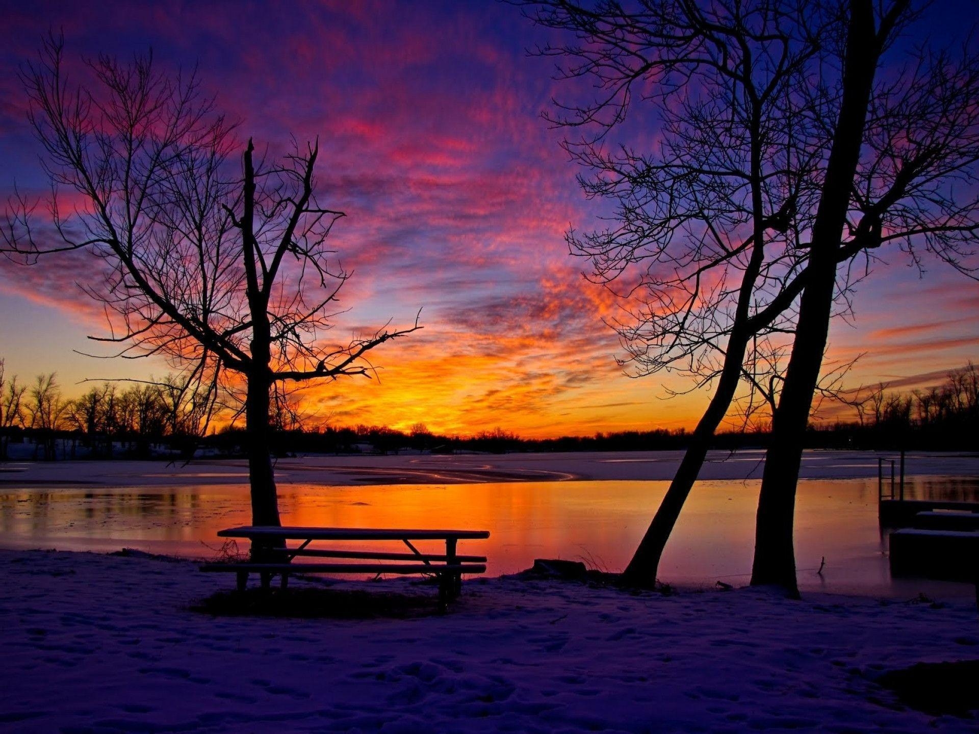 1920x1440 Nature Winter Sunset Photo 19767 Full HD Wallpaper Desktop, Desktop