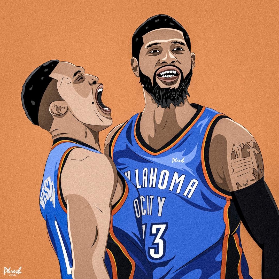 1080x1080 Paul George & Russell Westbrook OKC Oklahoma City Thunder. Lil, Phone