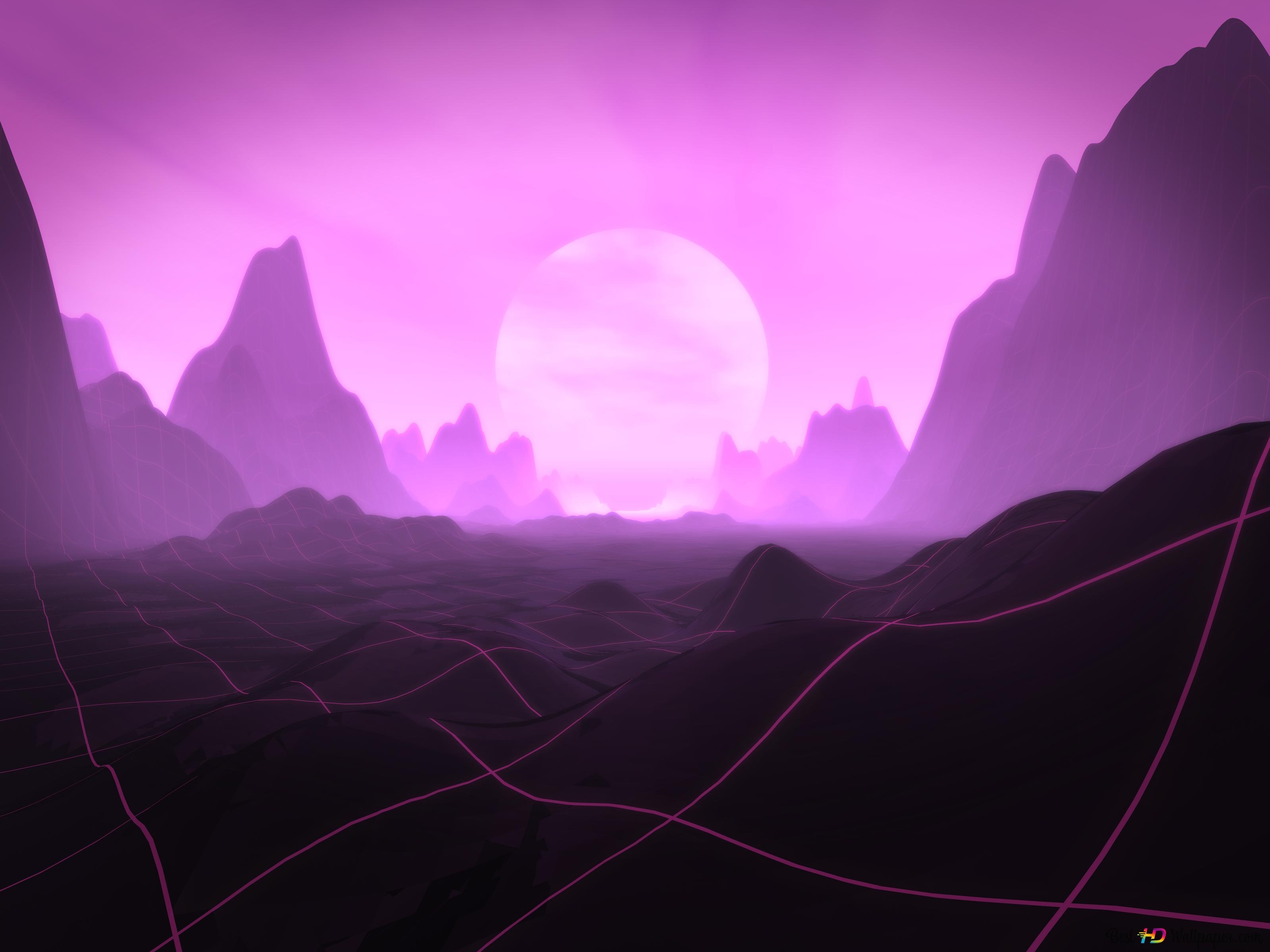 3200x2400 Purple vaporwave gridscape landscape 8K wallpaper download, Desktop