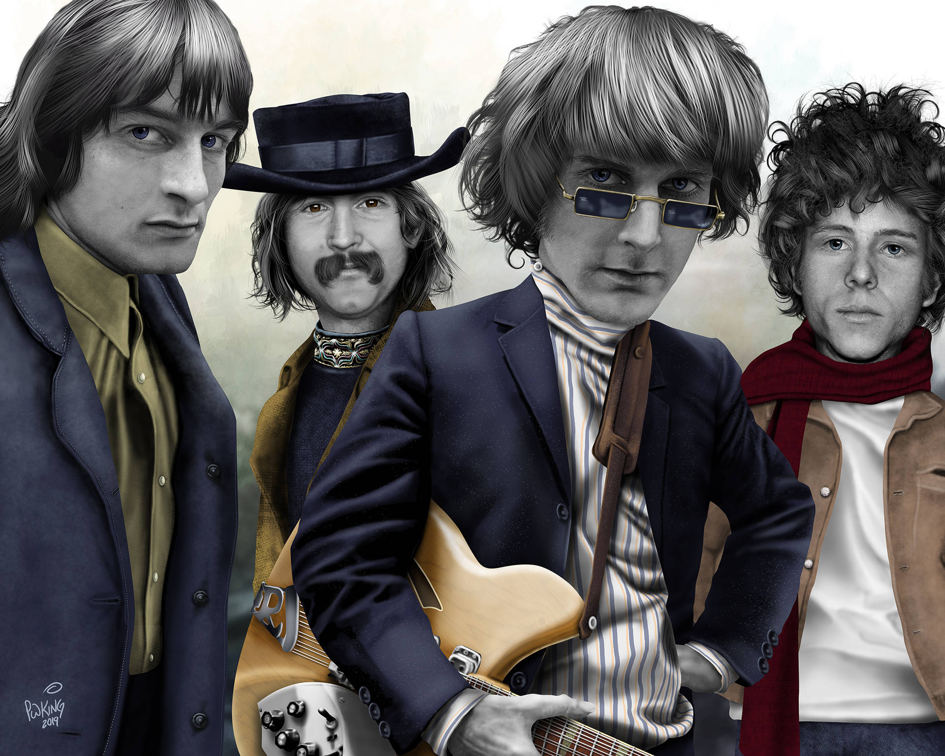 1920x1540 Download The Byrds Band Caricature Art Wallpaper, Desktop