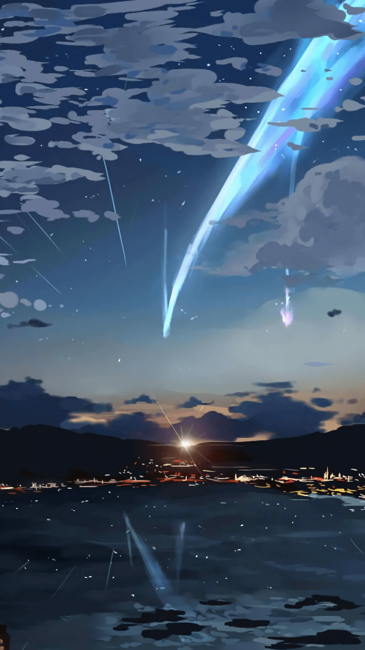 750x1340 Download  Your Name, Sky, Stars, Kimi No Na Wa, Lights, Phone