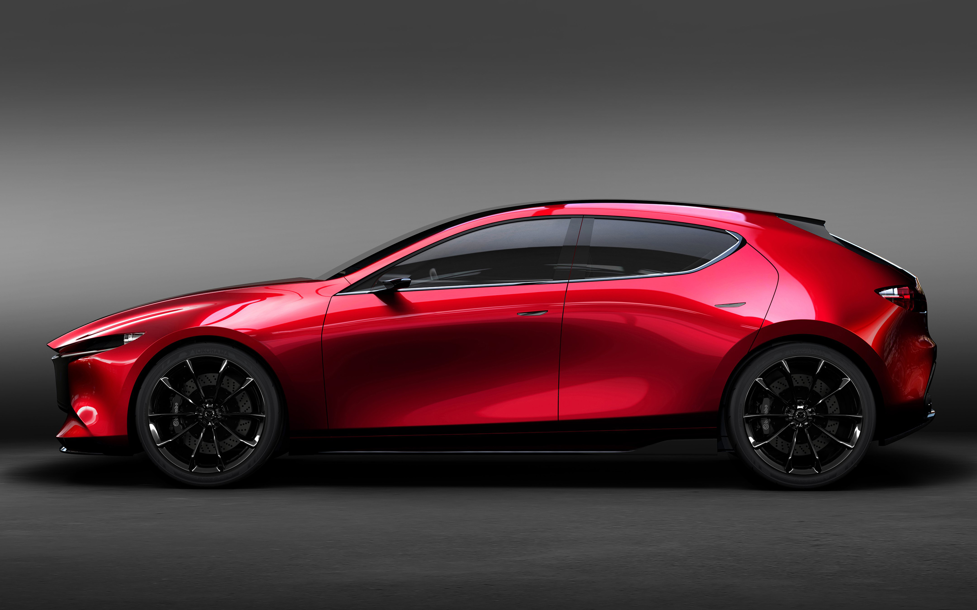 3840x2400 Download wallpaper Mazda hatchback, concept, new car, side, Desktop