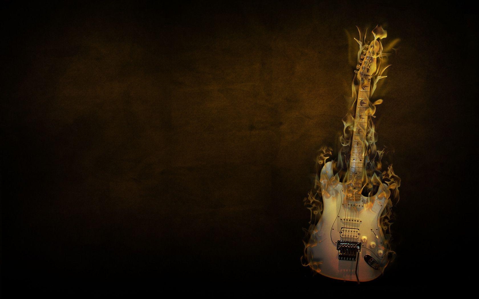 1680x1050 Flaming Guitar Wallpaper, Desktop