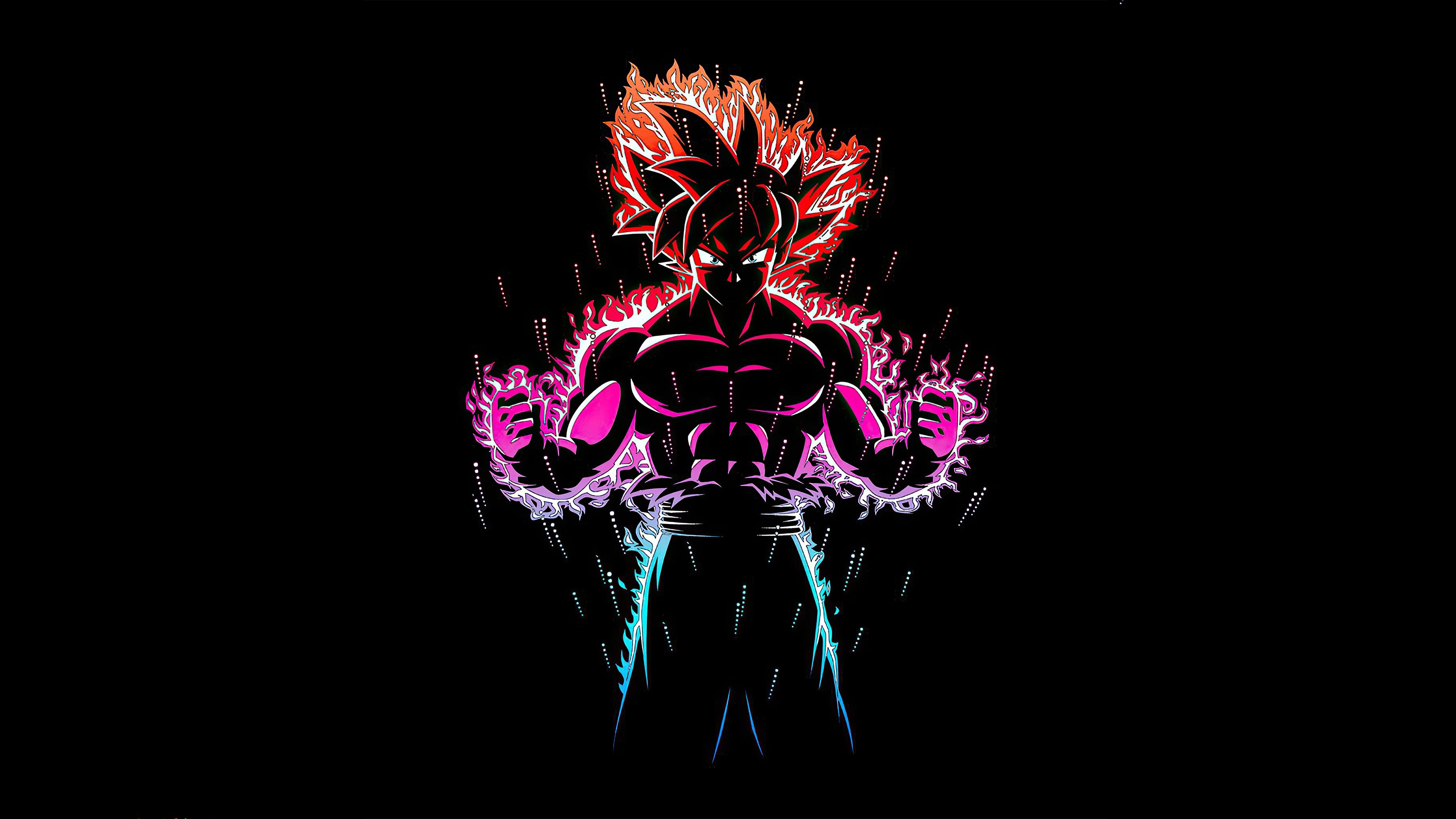 3840x2160 Ultra Instinct Goku 4K Wallpaper, Black Background, Dragon Ball Z, AMOLED, Black Dark, Desktop