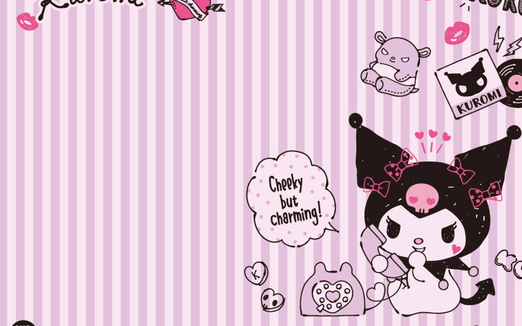 1680x1050 Download My Melody & Kuromi Engrossed in a Phone Activity Wallpaper, Desktop