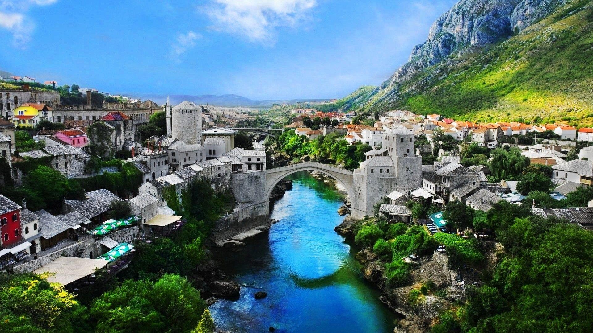 1920x1080 Wallpaper Bosnia and herzegovina, Mostar old town, Mostar, Nature, Desktop