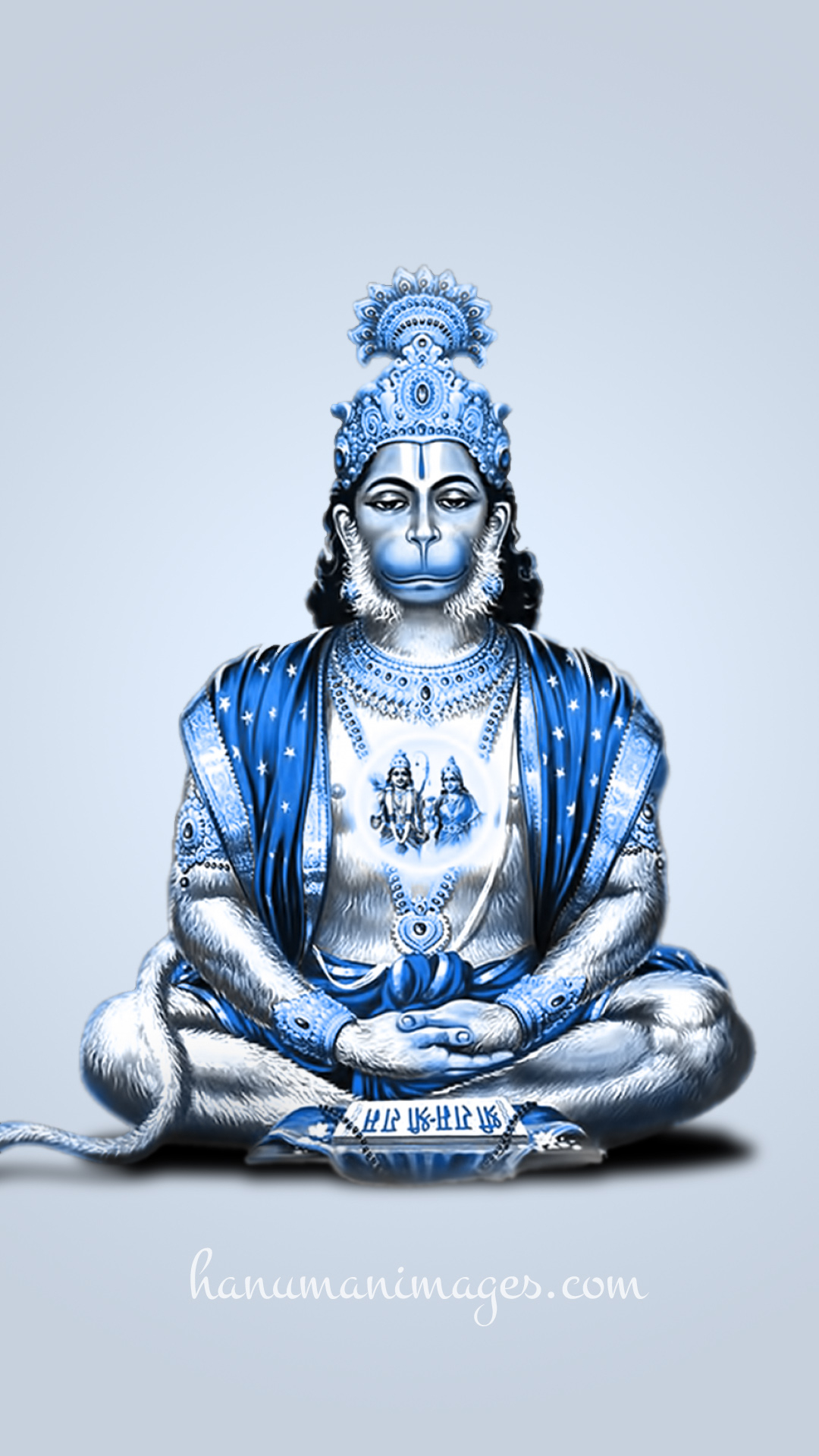 1080x1920 lord hanuman dualtone image white and blue, Phone