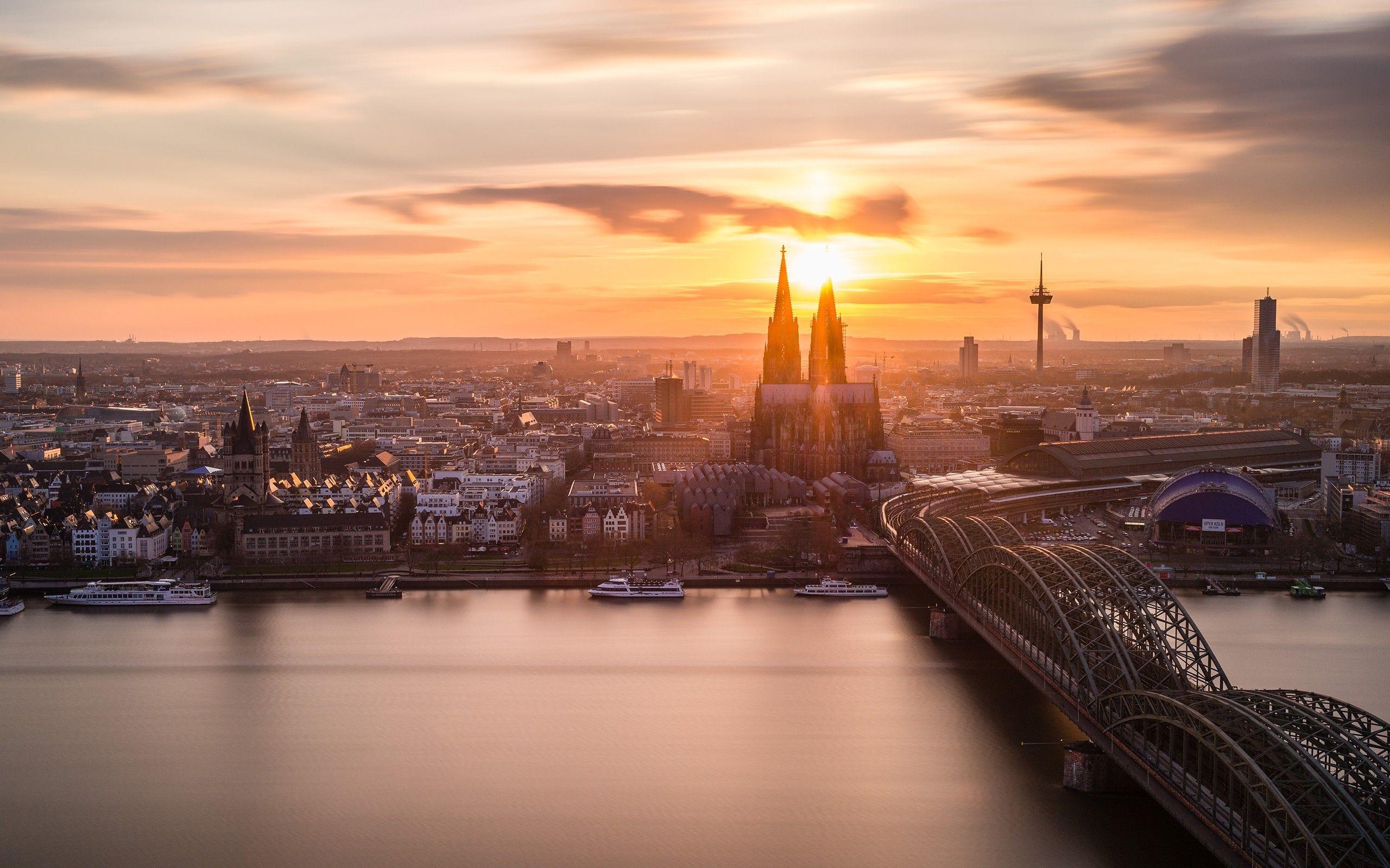 2560x1600 Cologne, Köln, Germany, Sunset, Cologne Cathedral, Rhein, Desktop